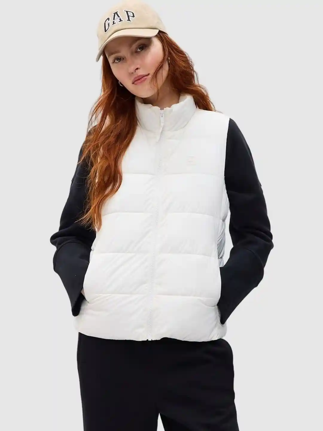 GAP Women Zip-Front Relaxed-Fit Padded Gilet
