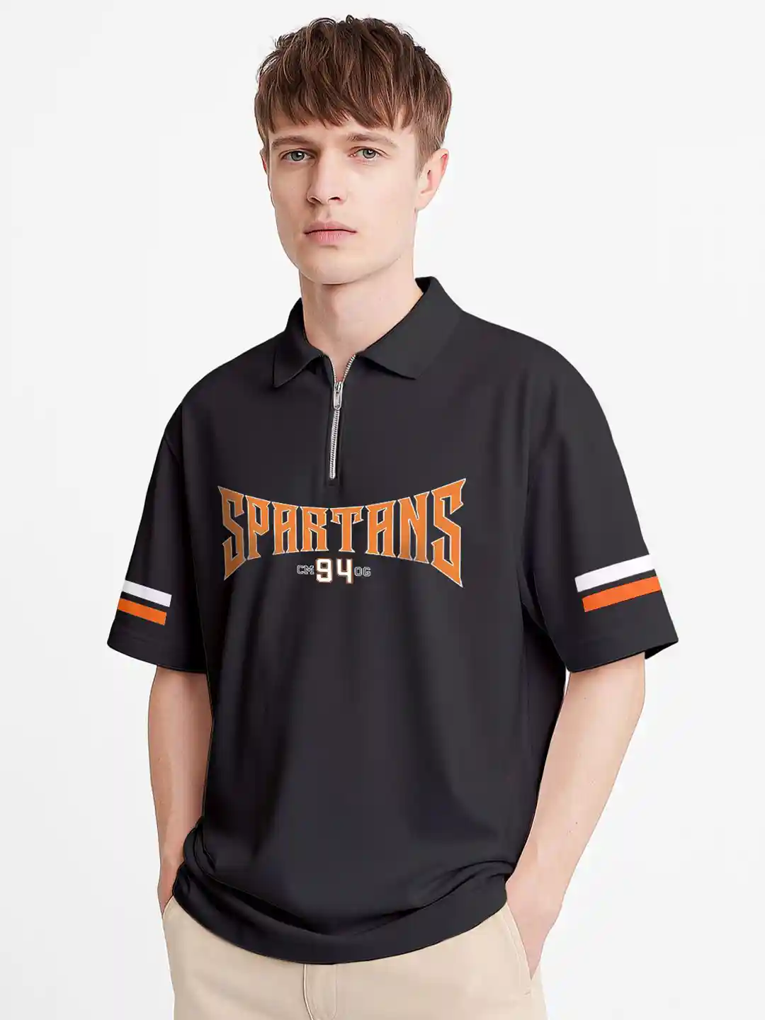 Buy Crazymonk Men Typography Printed Polo Collar Cotton Oversized