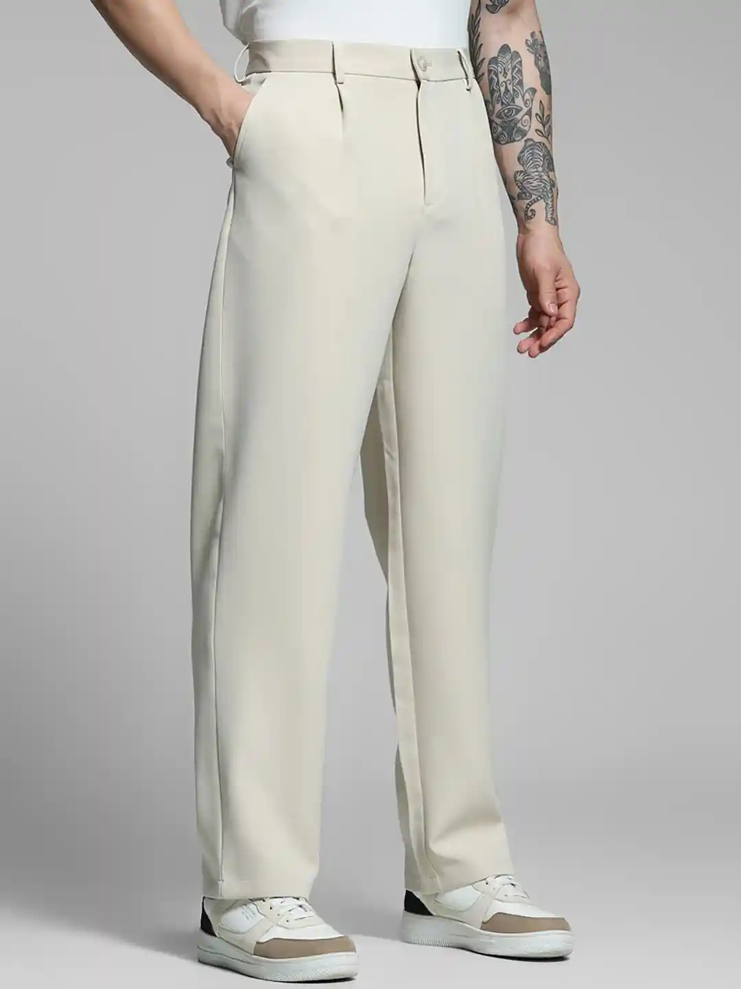 Jack Jones Men Loose Fit High-Rise Trousers