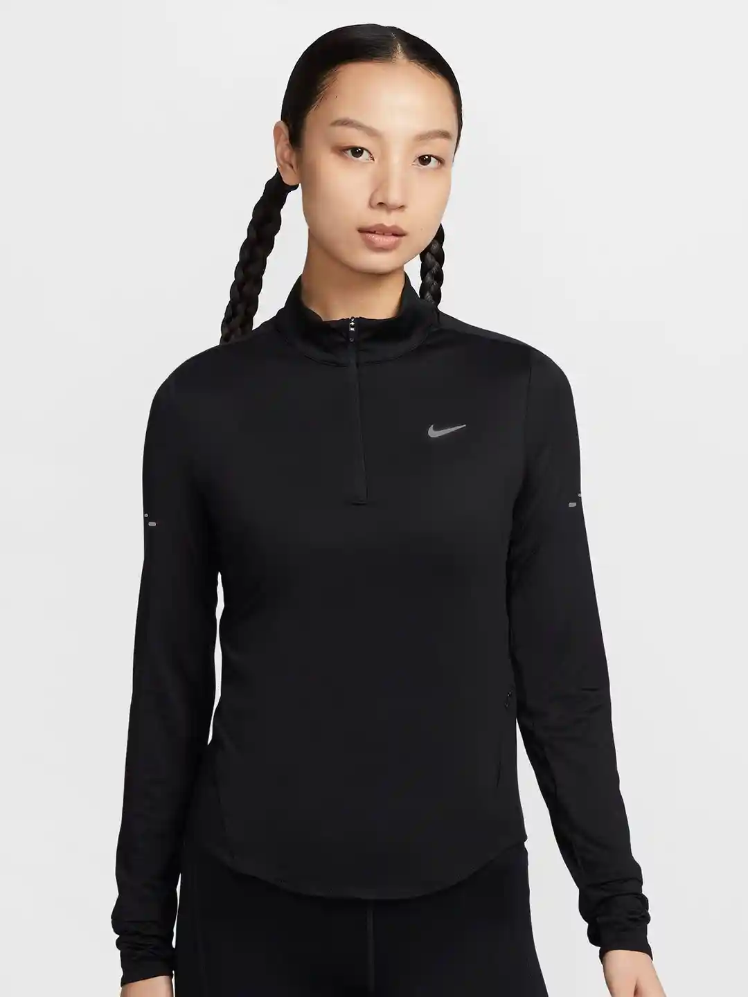 nike women's half zip running top black