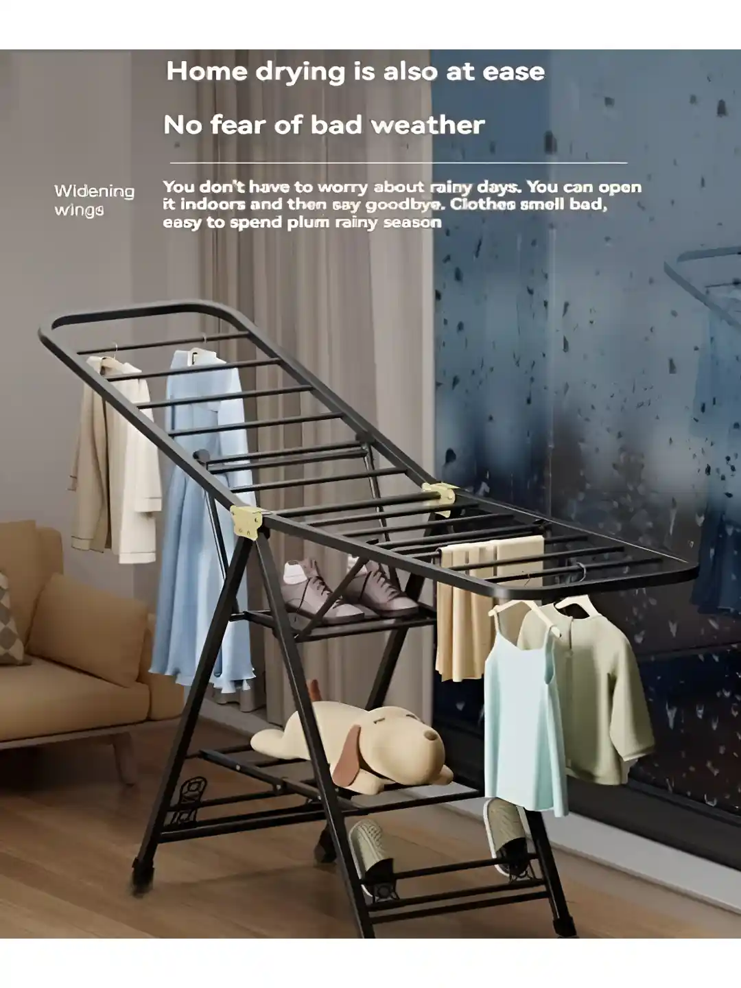 Buy KriShyam Grey 3-Level Aluminium Floor Cloth Dryer Stand