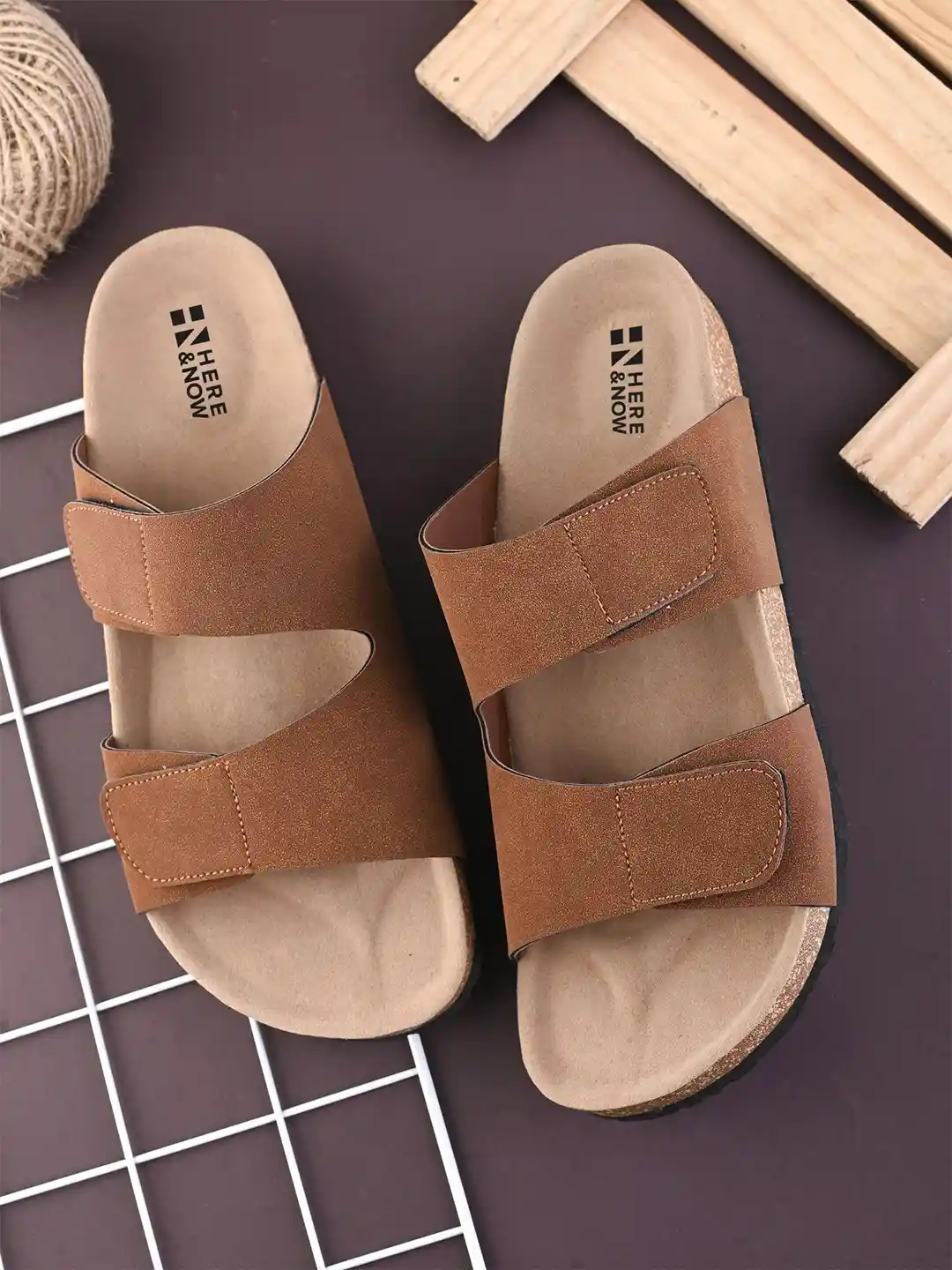 HERE&NOW Men Open Toe Velcro Comfort Sandals