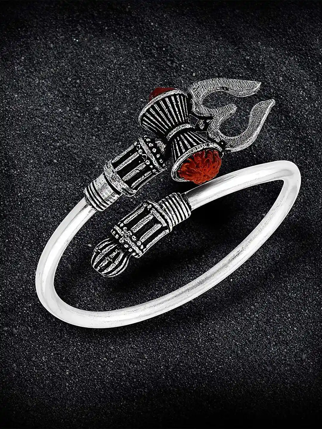 Buy Adhvik Silver-Plated Rudraksha Shiva Trishul Damroo Design