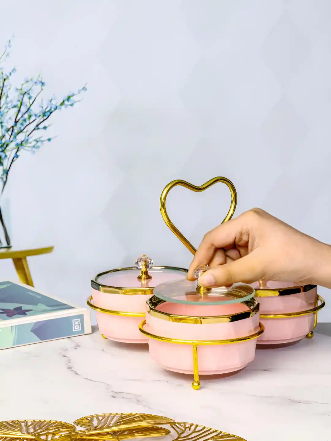 Roxx Pink Solid Ceramic Dishwasher Safe Piece Flip Top Fridge Container  Set-250ml