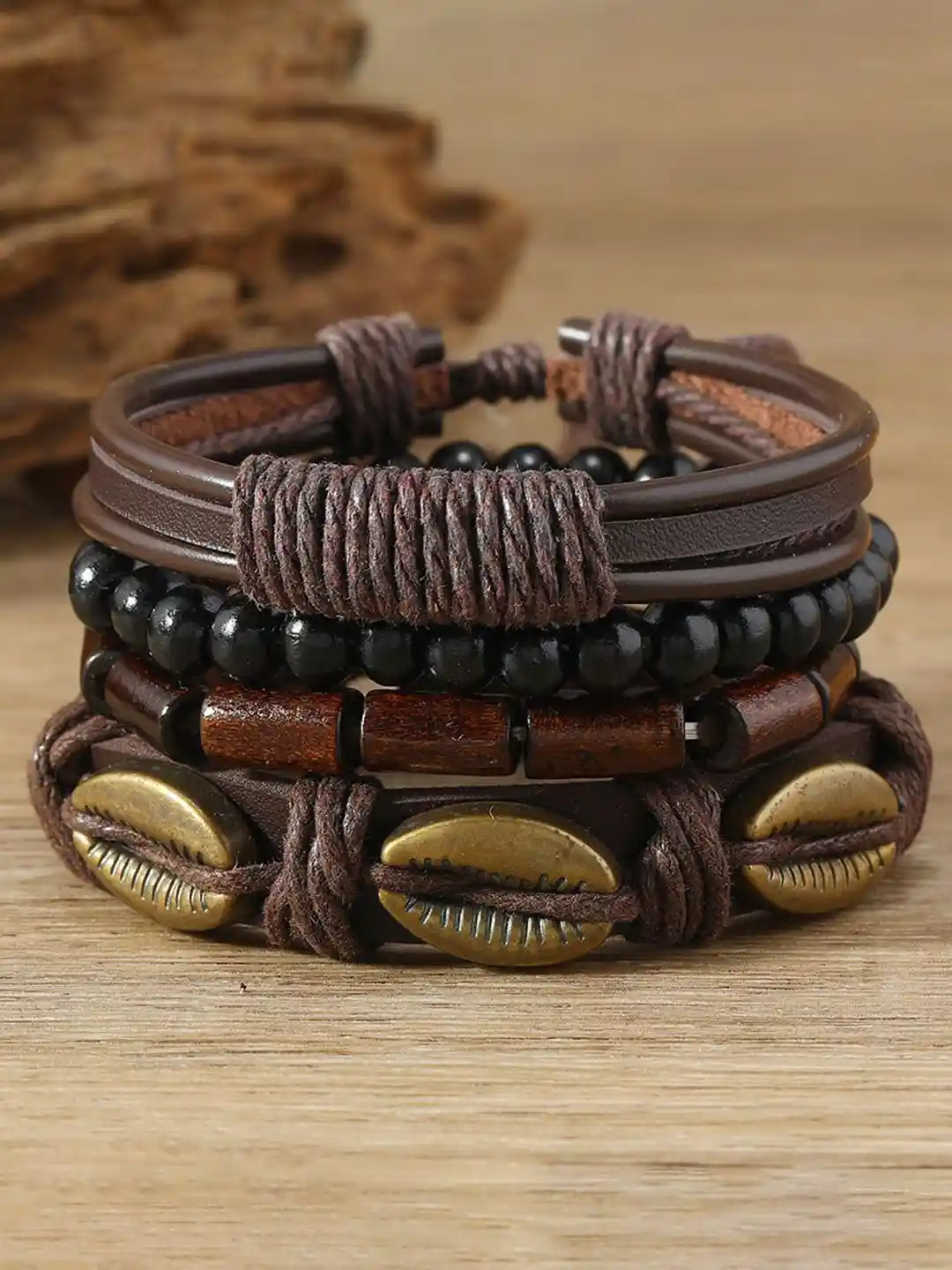 Buy MEENAZ Men Set Of Artificial Beaded Wraparound Leather