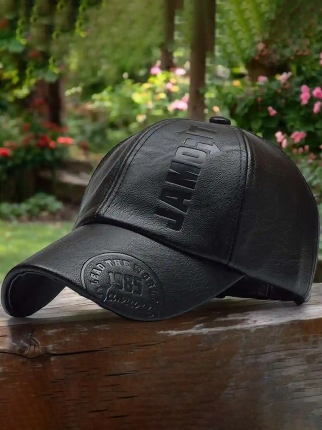 Baseball Cap Leather Hat Men Leather Baseball Cap Panther Patch - Main Image