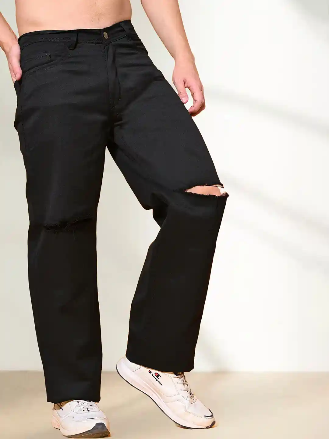 Buy LINARIA Men Classic Relaxed Fit Mid-Rise Slash Knee Jeans