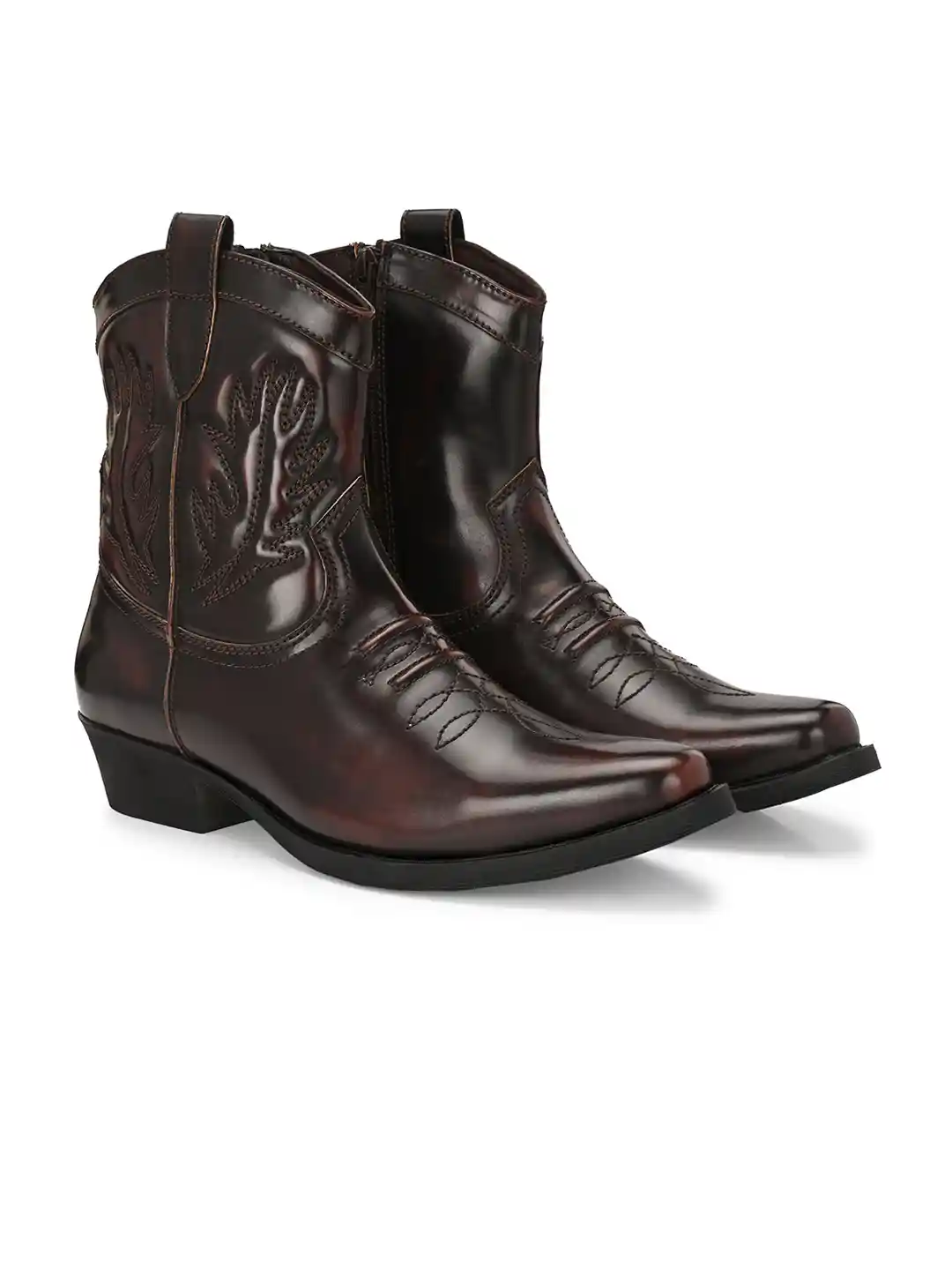 Delize Men Cowboy Ankle Cuban Heel Boots