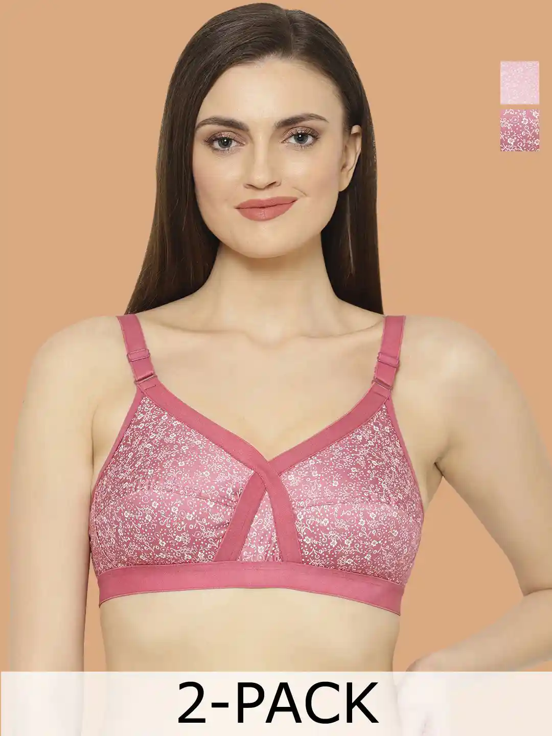 Floret Women's Full Coverage Bra - Non-Padded, Non-Wired, Cut & Sew Cotton Blend, Wireless Support