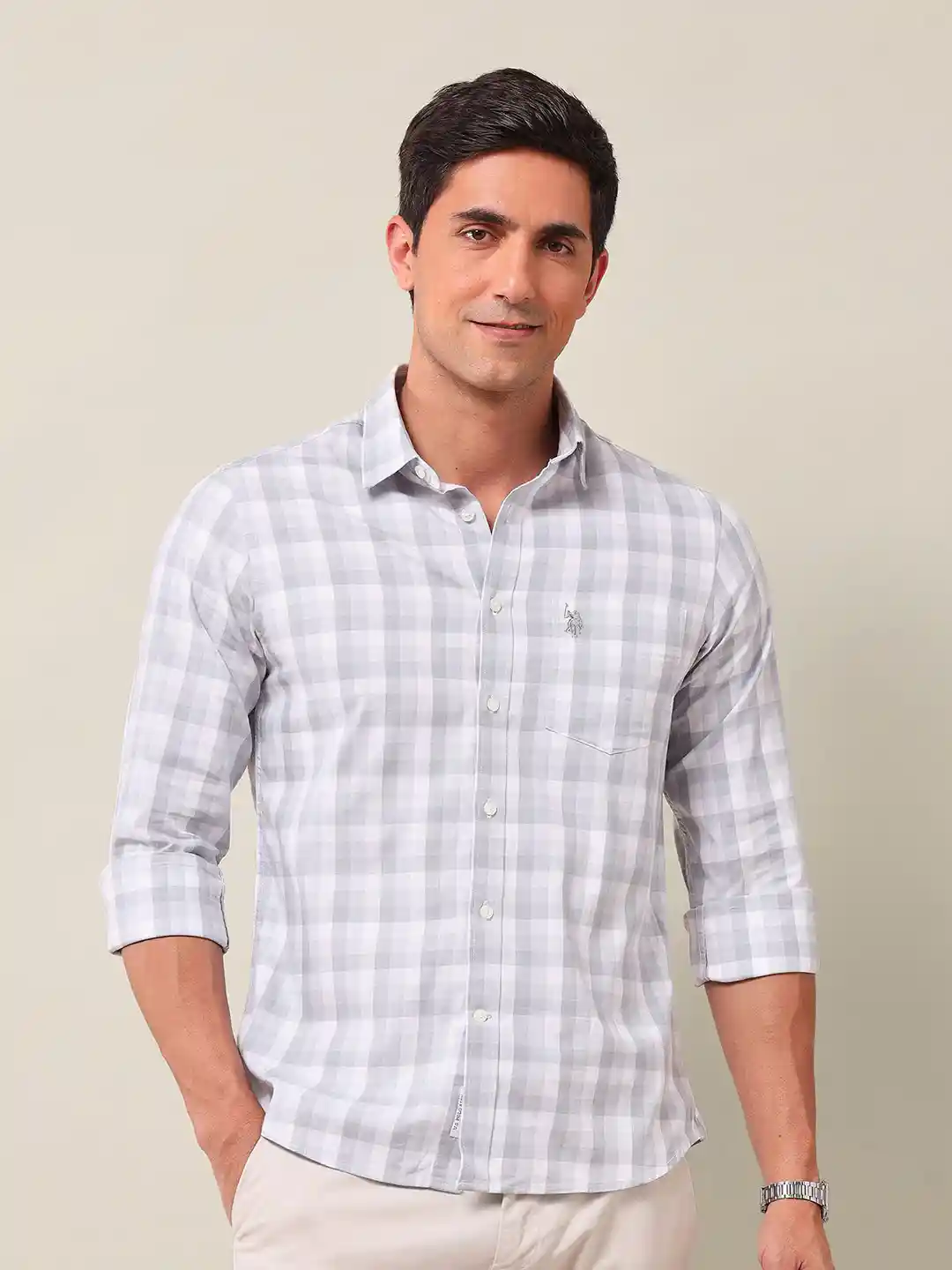 Buy Polo Men Classic Fit Spread Collar Tartan Checked