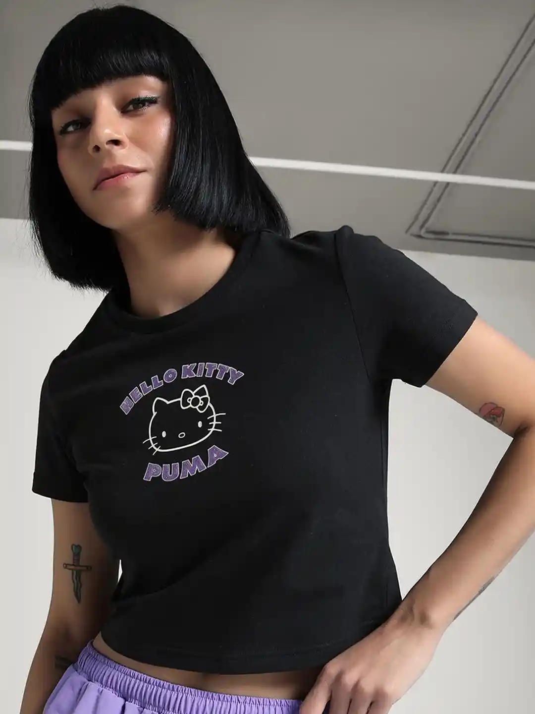 Puma x HELLO KITTY AND FRIENDS Women Graphic Slim Fit Crop Tee