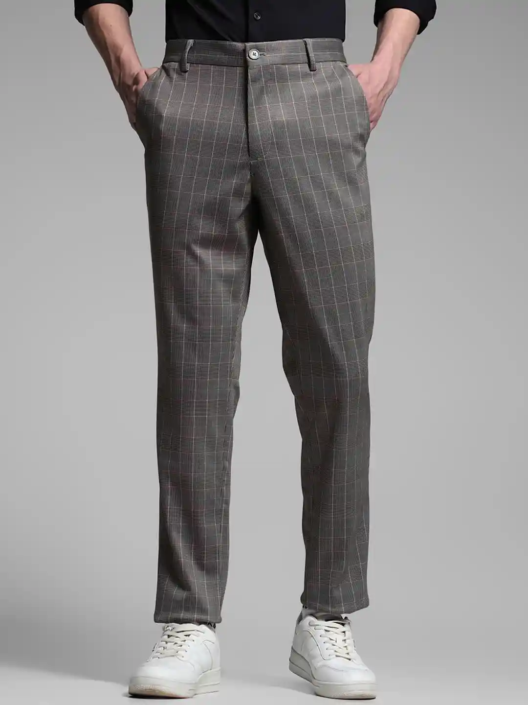 Buy Jack Jones Men Checked Slim Fit Chinos Trousers Trousers