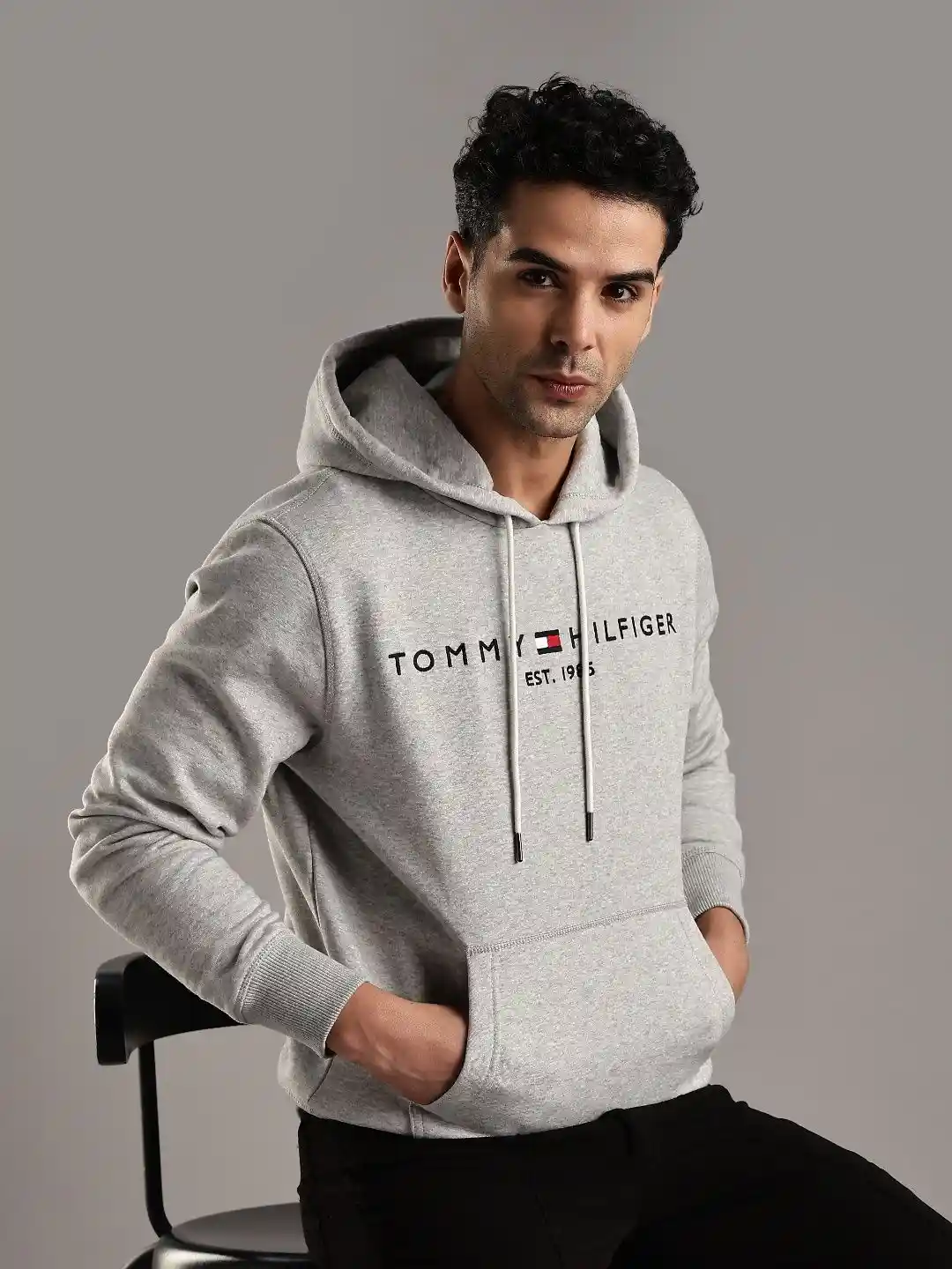 Buy Tommy Hilfiger Men Printed Hooded Cotton Sweatshirt