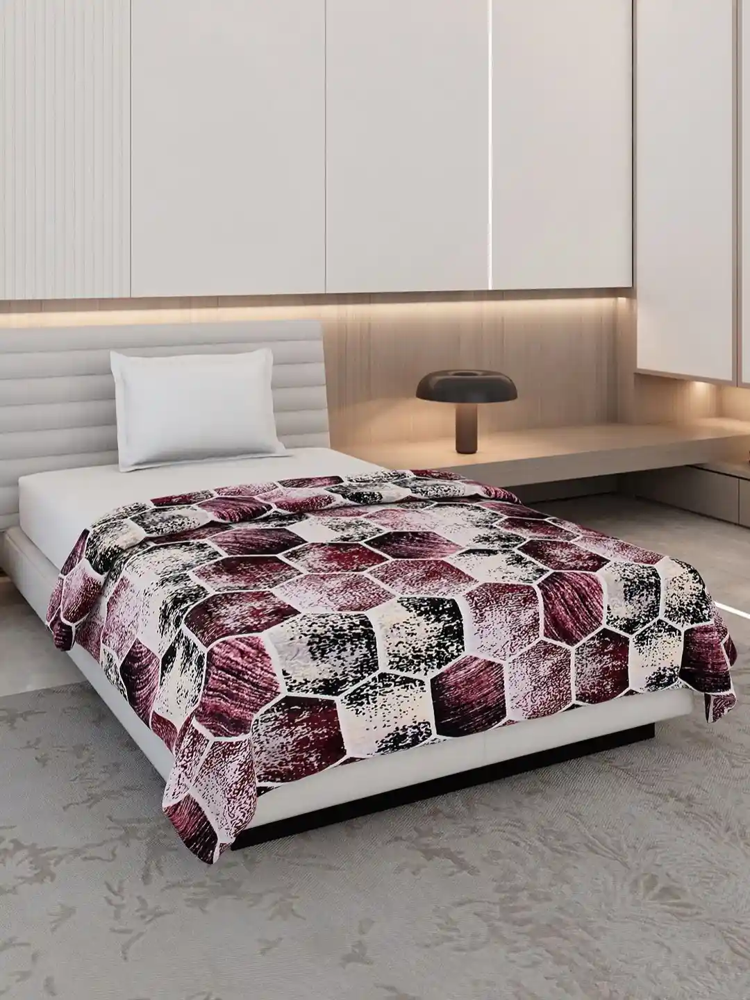 Buy Monte Carlo Maroon White Geometric AC Room 290 GSM Single
