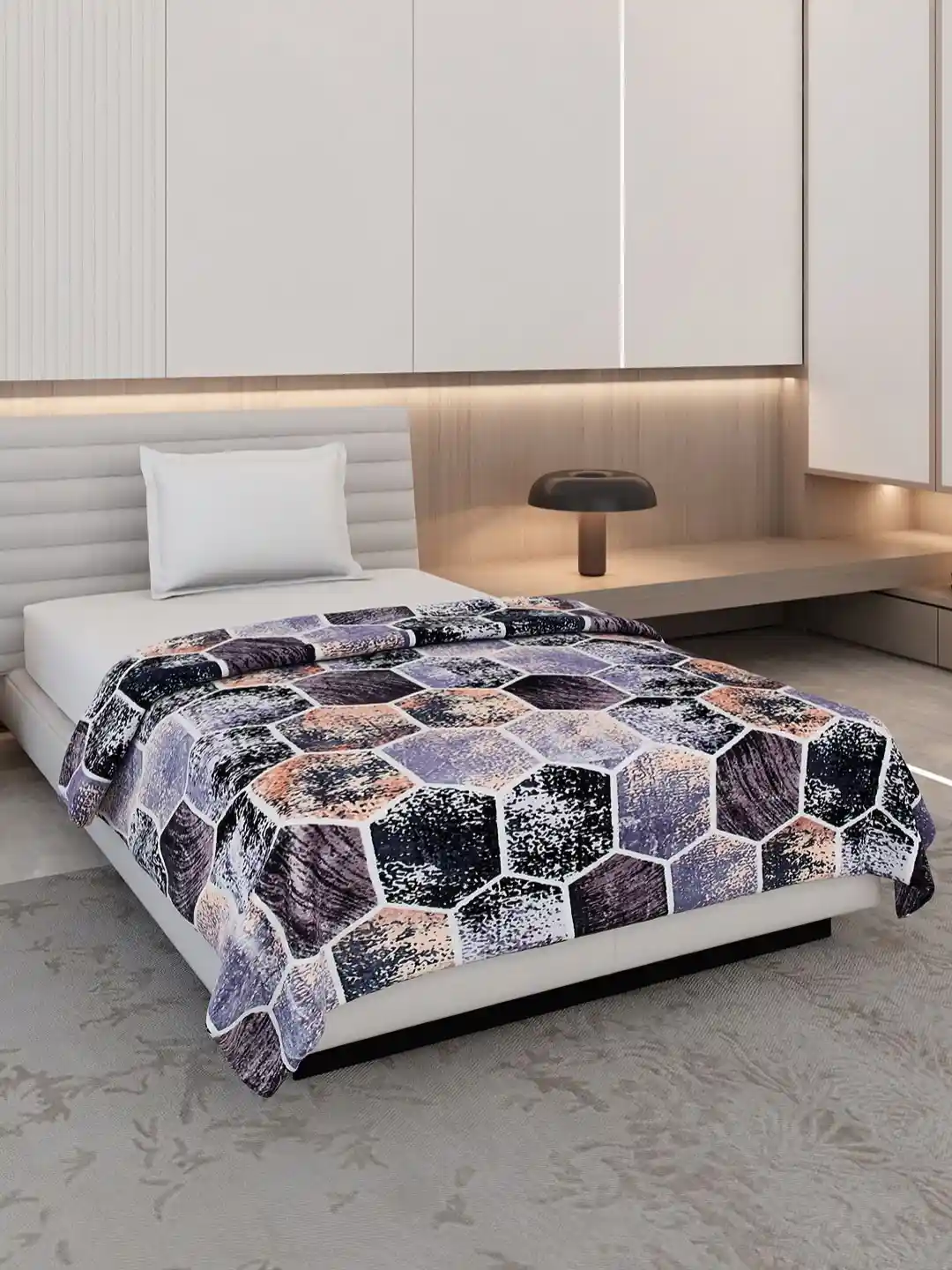 Buy Monte Carlo Purple Pink Geometric AC Room 290 GSM Single Bed