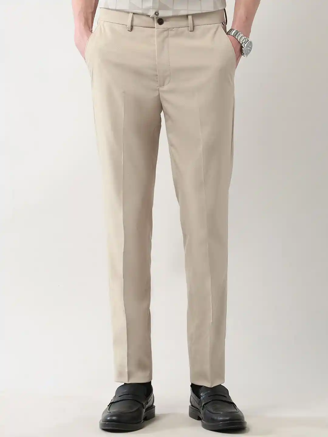 Buy Arrow New York Autoflex Men Slim Fit Mid-Rise Formal Trouser