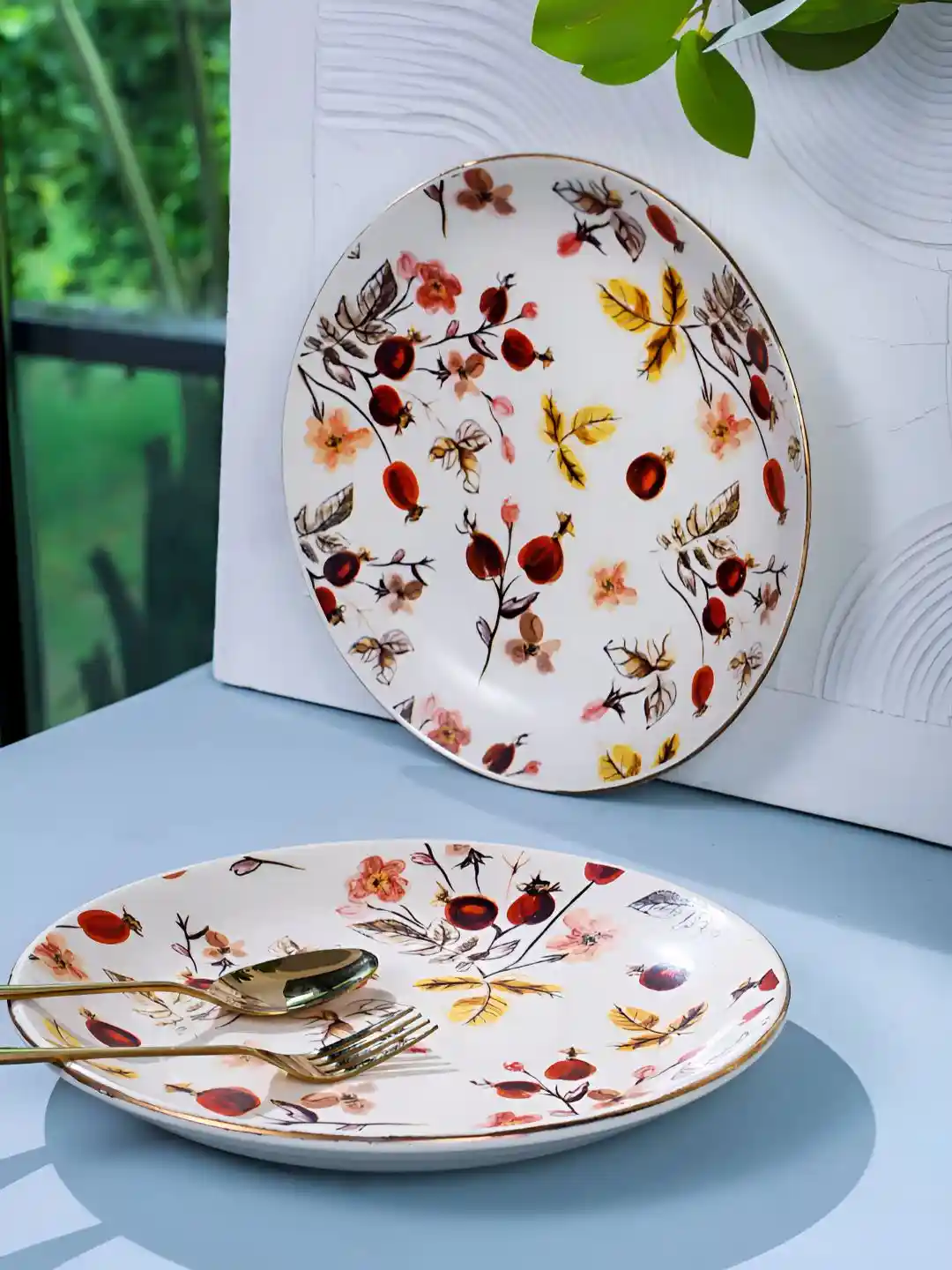 AMALAFIEE CERAMICS Anaara White Floral Ceramic Dishwasher and Microwave  Safe Piece Dinner Set
