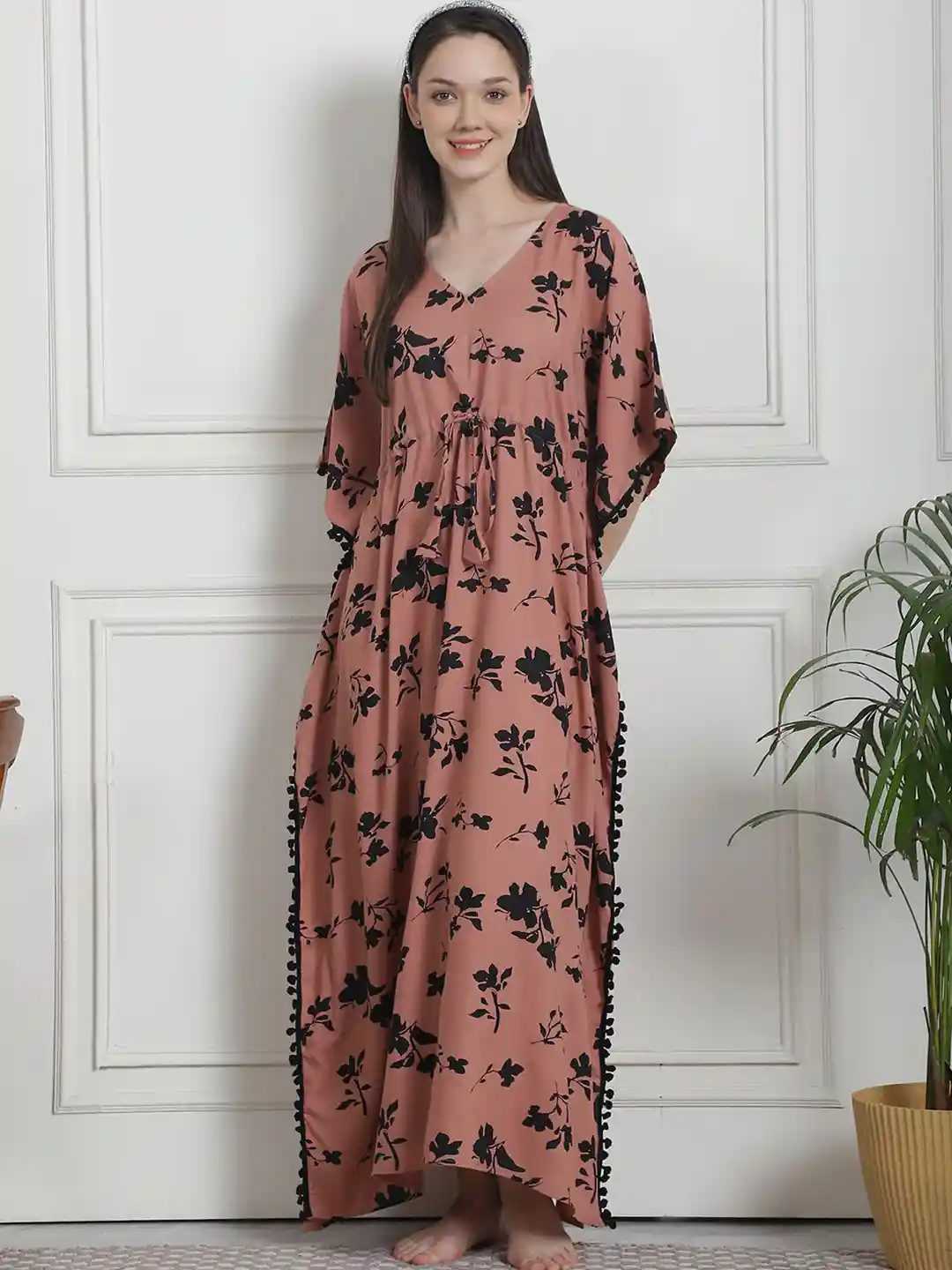 Kaftan Maxi Myntra Kaftan Nighty Secret Wish Floral Print Rayon
