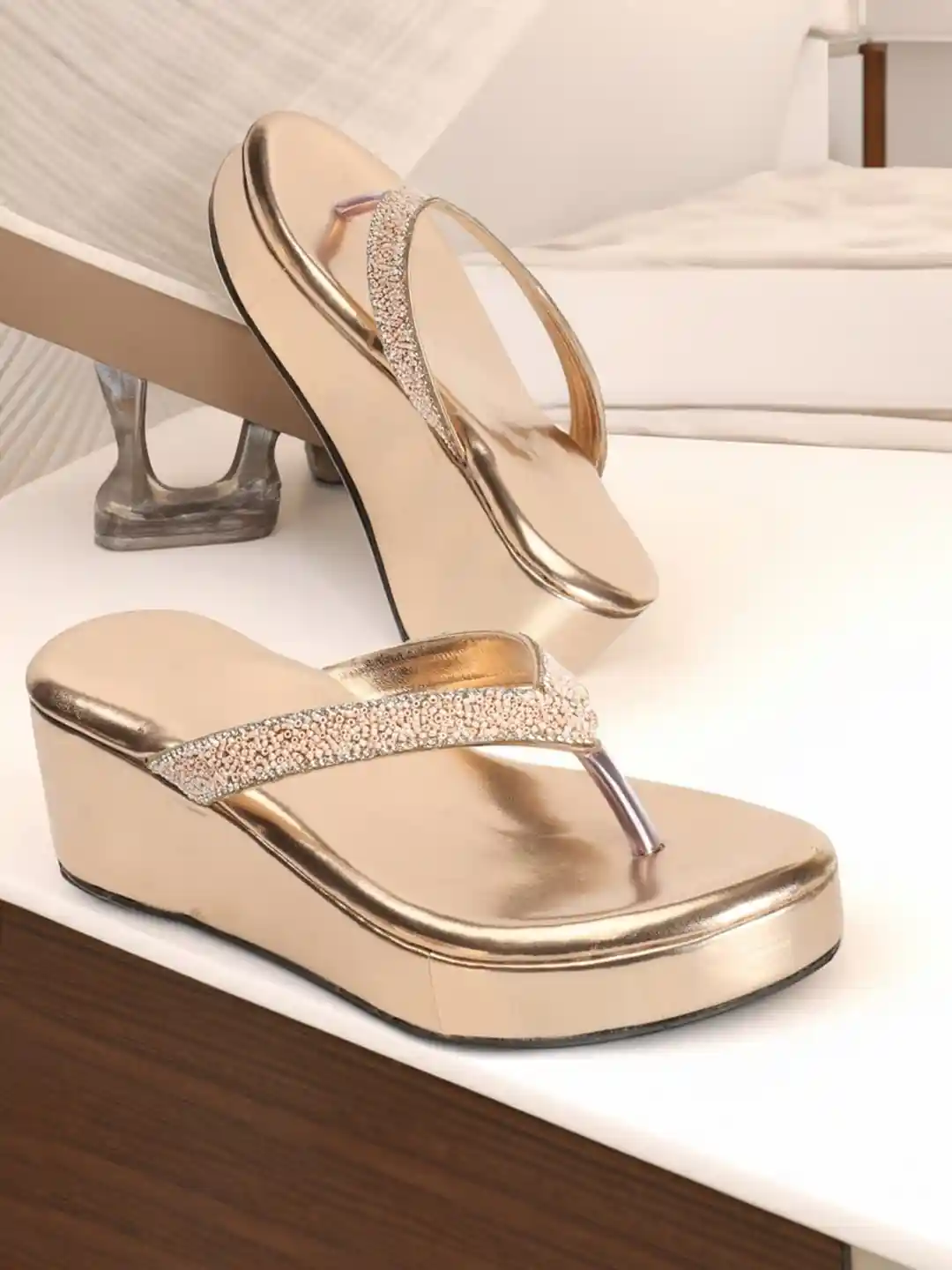 Buy LADIES FOOTWEAR Women Embellished Wedge Heel Sandals