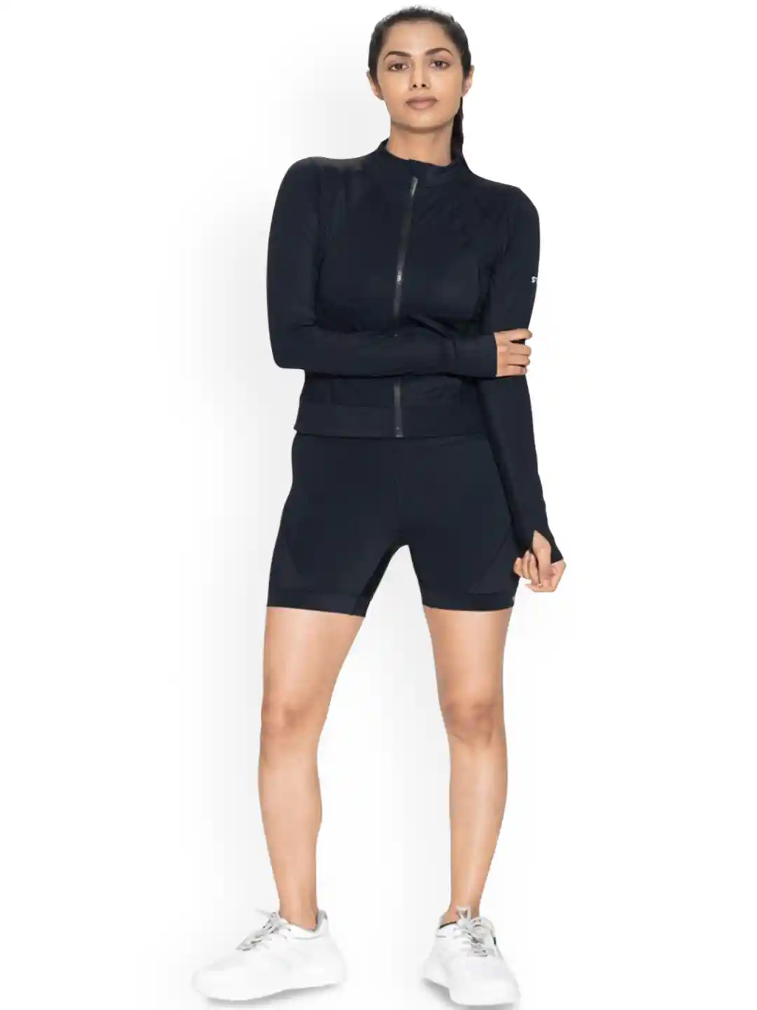 STRCH Women Camouflage Nylon Lightweight Training or Gym Biker Jacket with  Patchwork