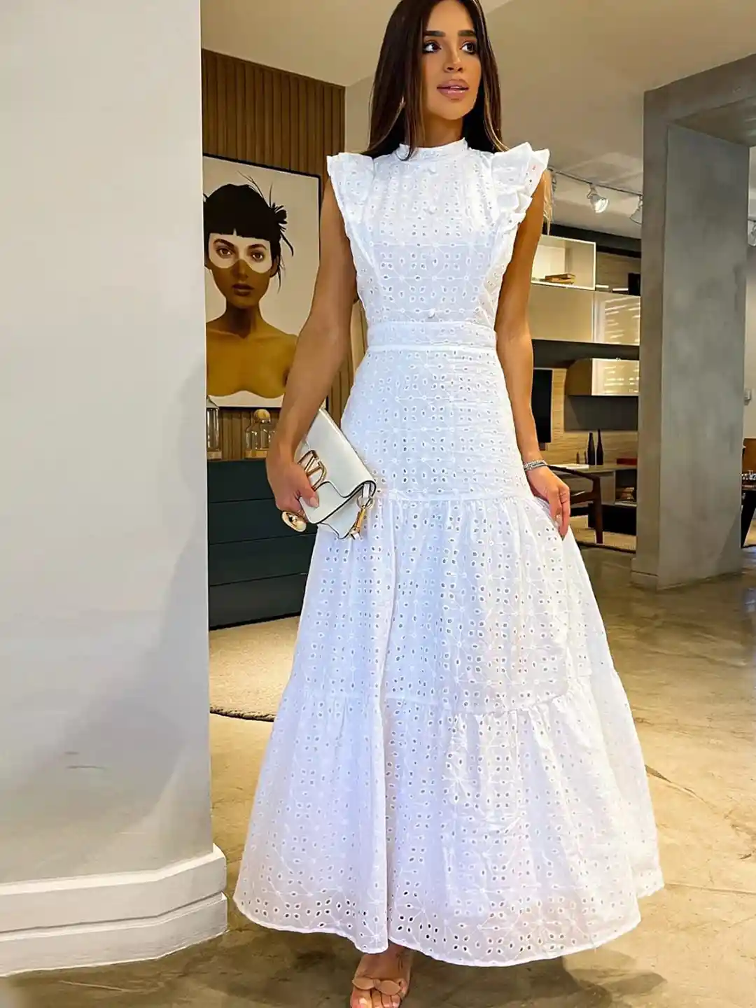 Buy Miss Mosa By Akanksha Women White Alessia Eyelet Summer Dress