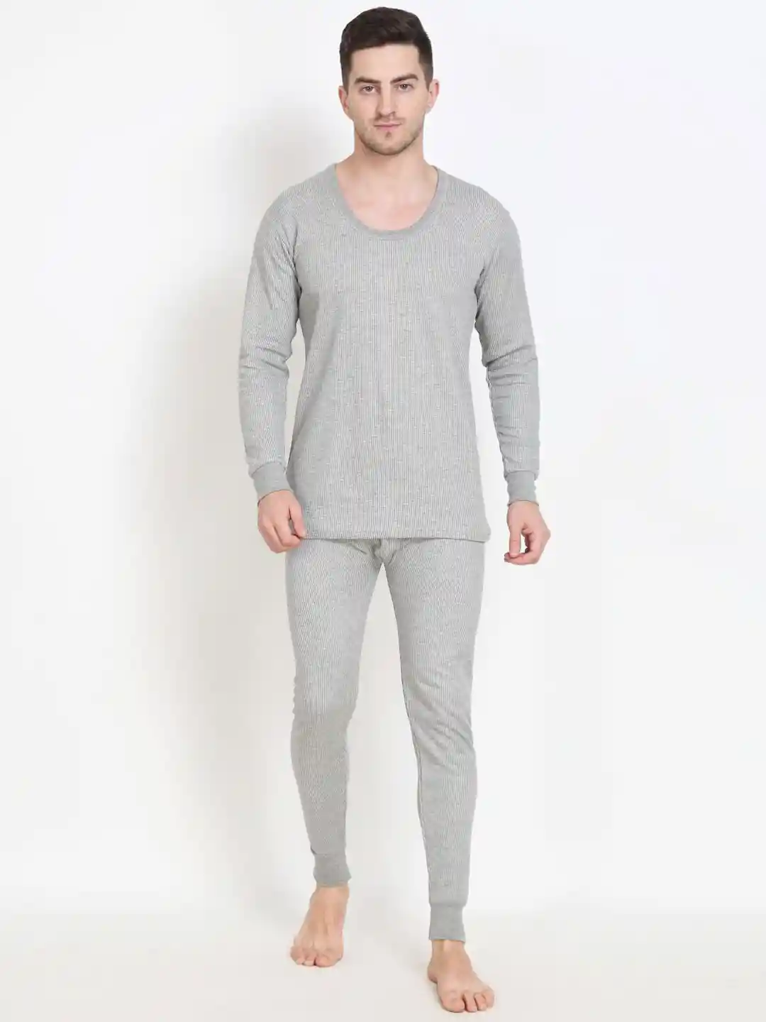 Buy TOUCH WOOL Men Ribbed Cotton Thermal Set Thermal Set for Men