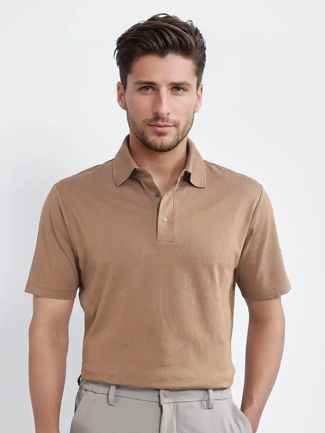 Buy RARE RABBIT Men Polo Collar Extended Sleeves Pockets T-shirt