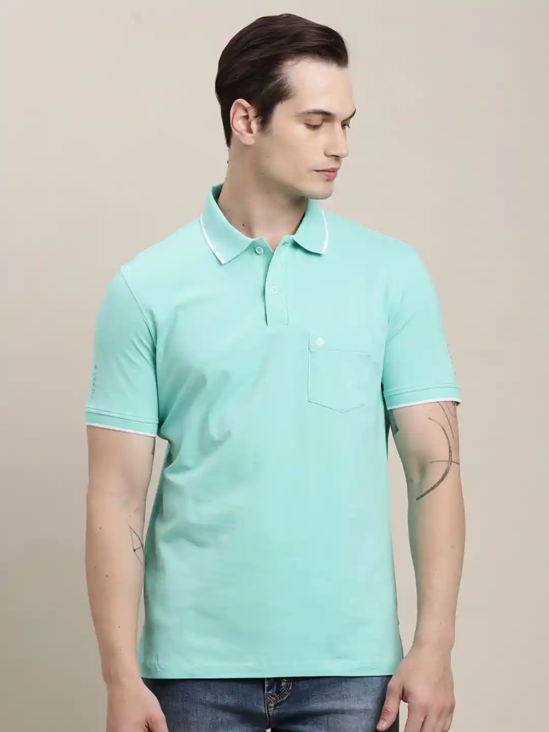 Turtle Men Polo Collar Pockets Slim Fit T-shirt
