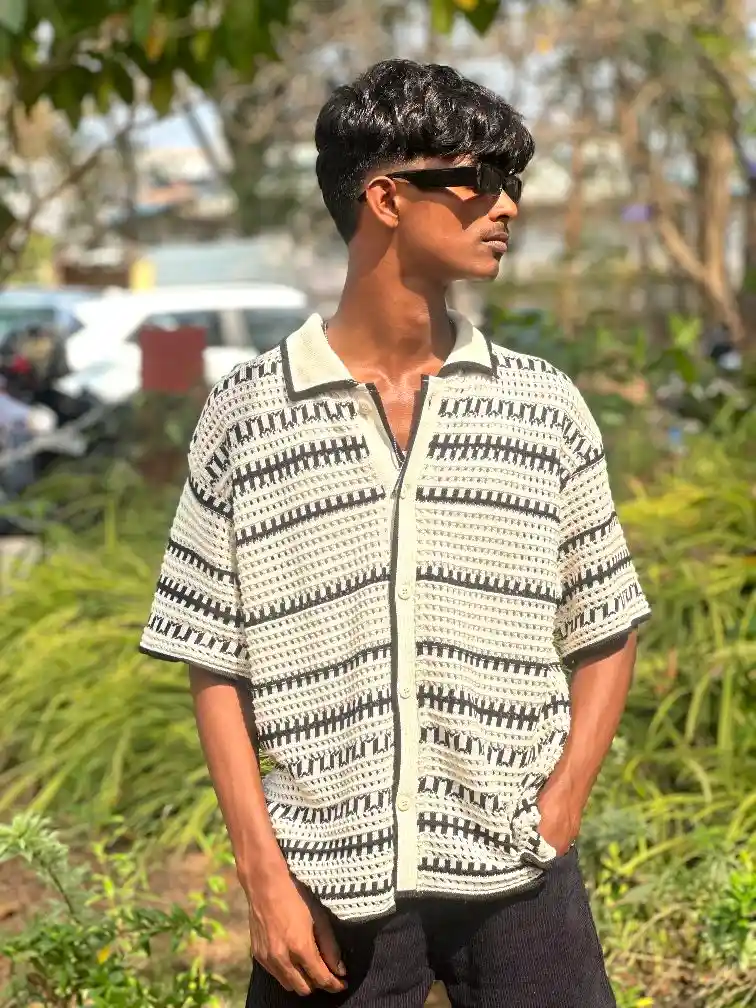 Buy Powerlook Semi Sheer Spread Collar Short Sleeves Cotton Casual