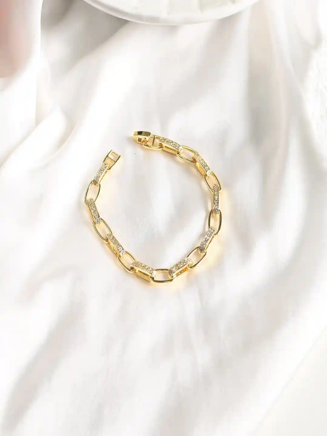 Buy Nirvana Women Brass Cubic Zirconia Rhodium-Plated Link