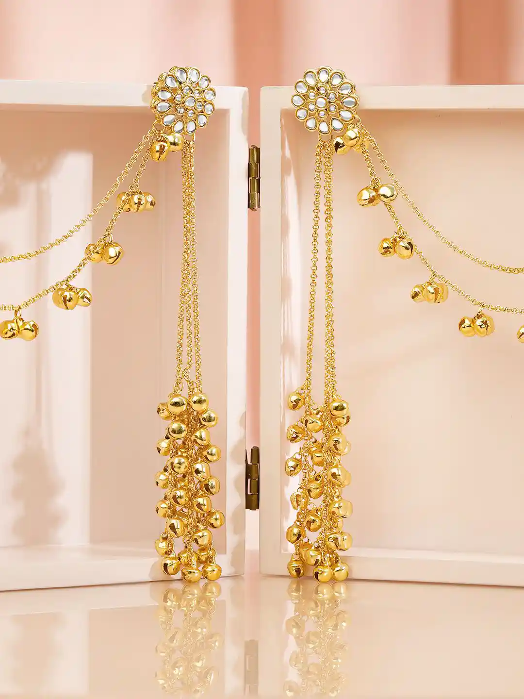 Buy Rubans 18K Gold-Plated Triple Ghungroo Beaded Ear Chain