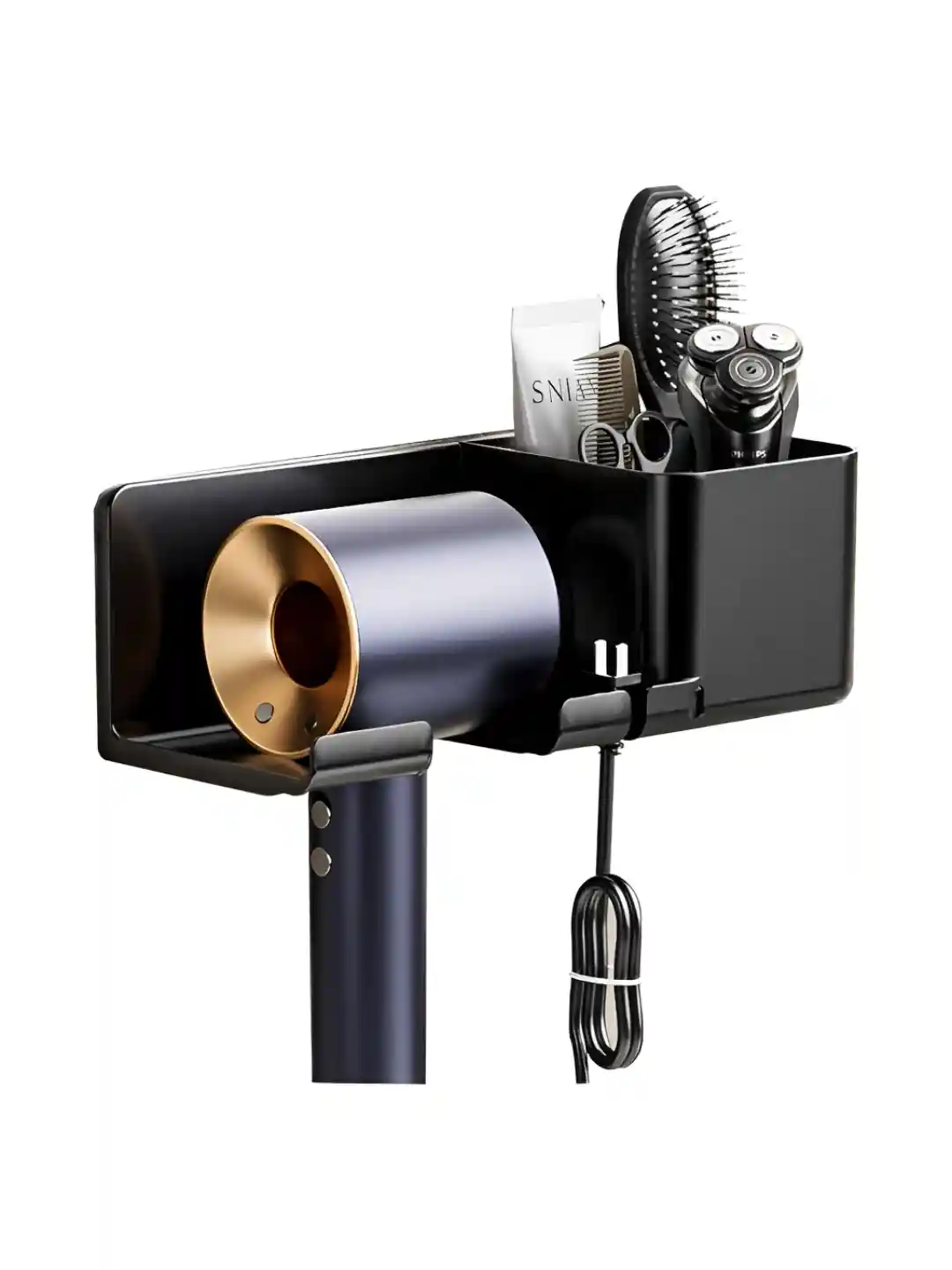 Buy upkaranwale Grey Melange Wall Mounted Hair Dryer Holder