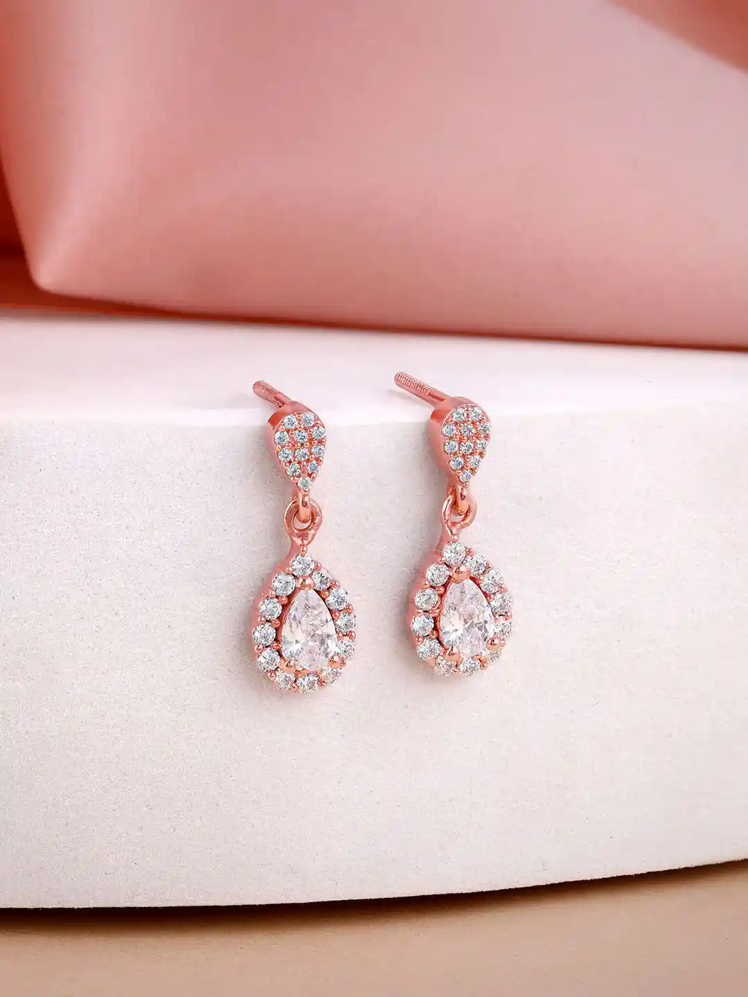 Giva Zircon Drop Earrings GIVA 925 Silver Rose Gold-Plated