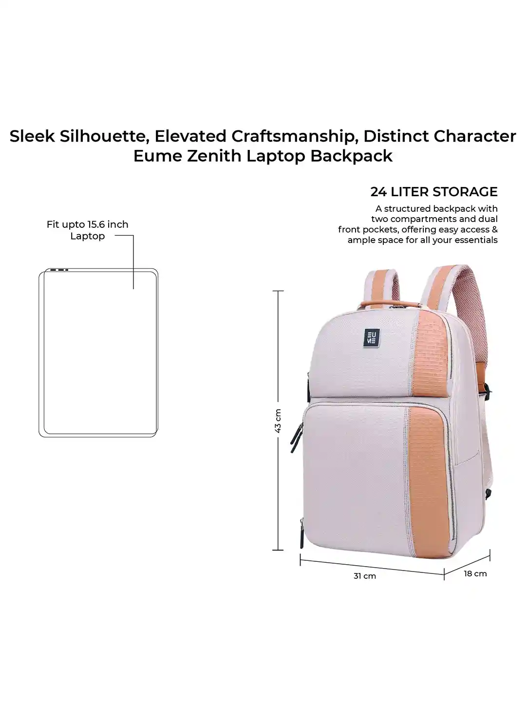 Buy EUME Unisex Zenith 24L Backpack Bag For Man, Caramel Latte