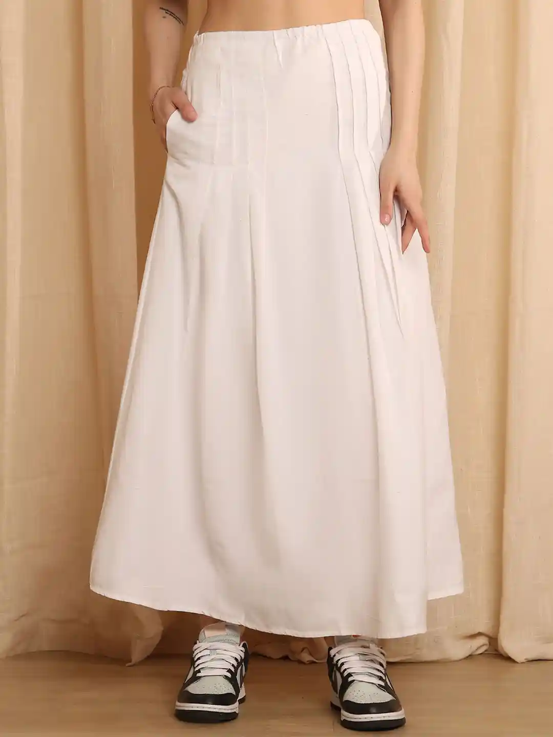 NEUDIS Cotton A-Line Pleated Maxi Skirt