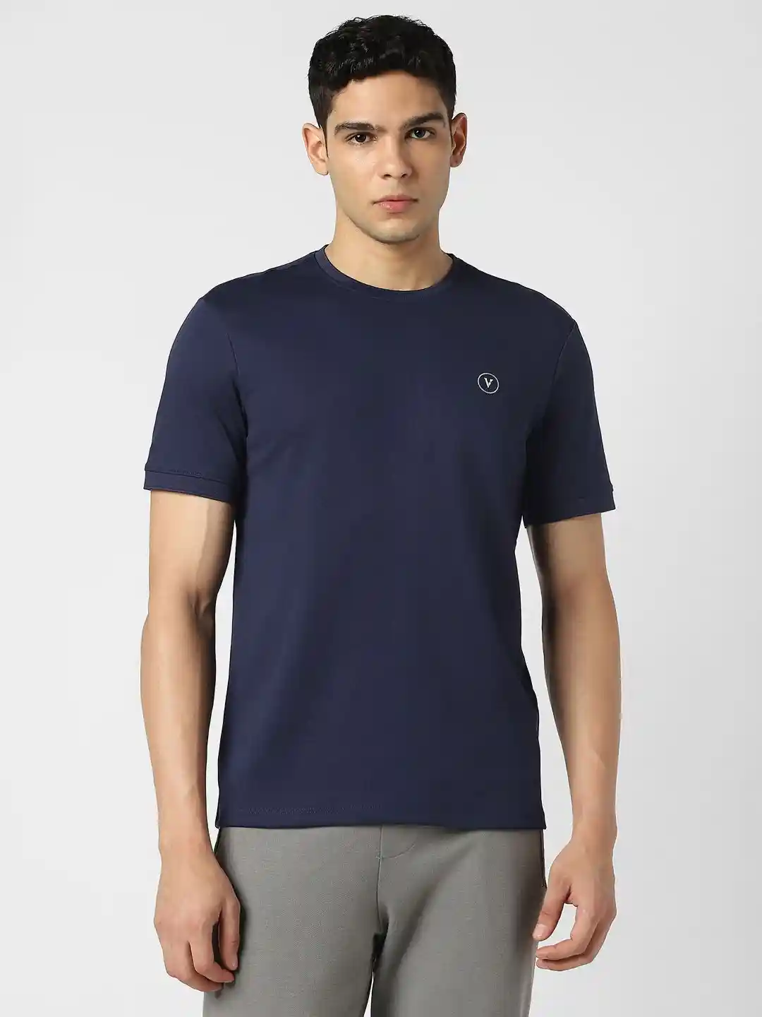 Buy Van Heusen Flex Men Solid Round Neck Slim Fit T-shirt