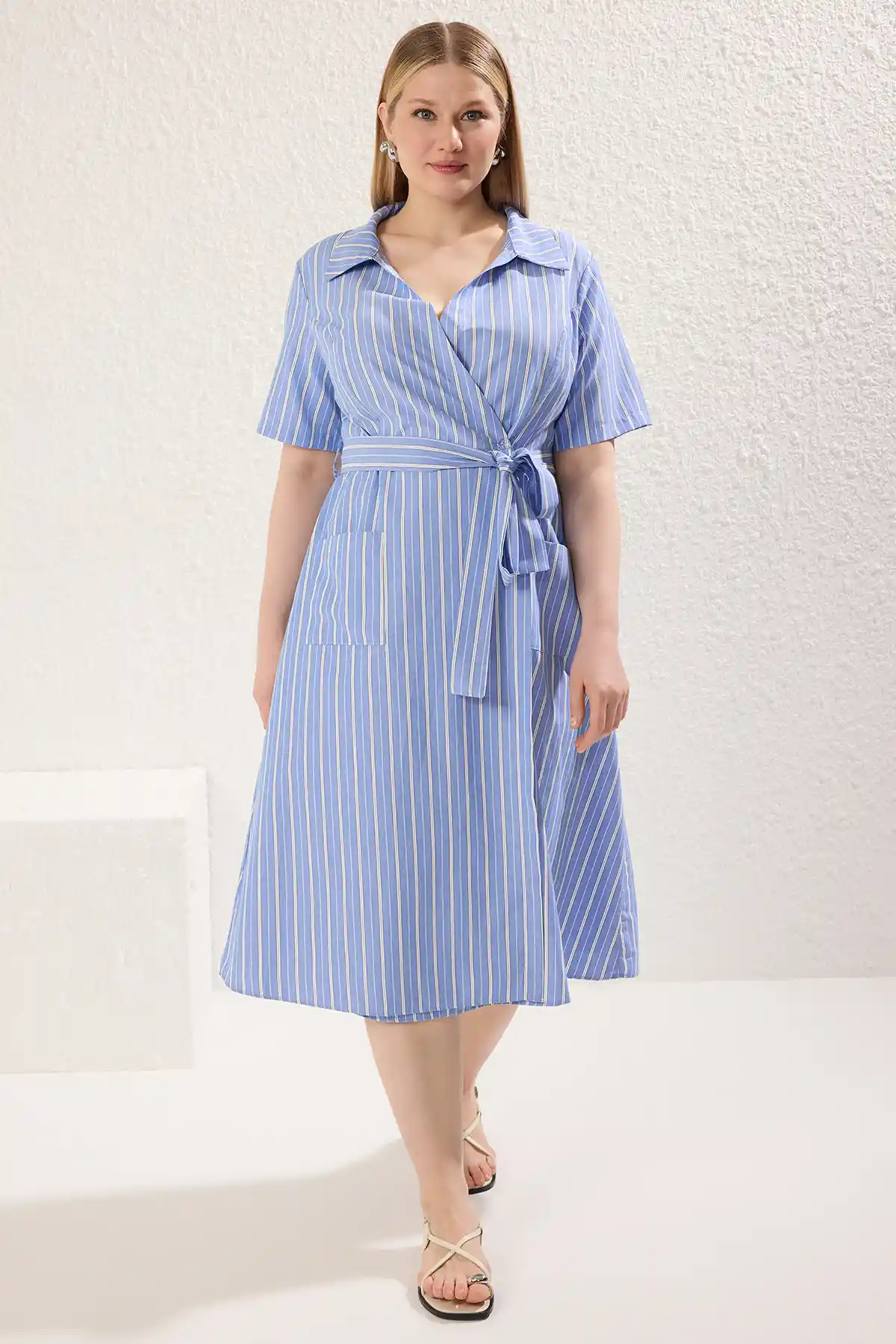 Buy Trendyol Striped Tie-Up Wrap Midi Dress Dresses for Women