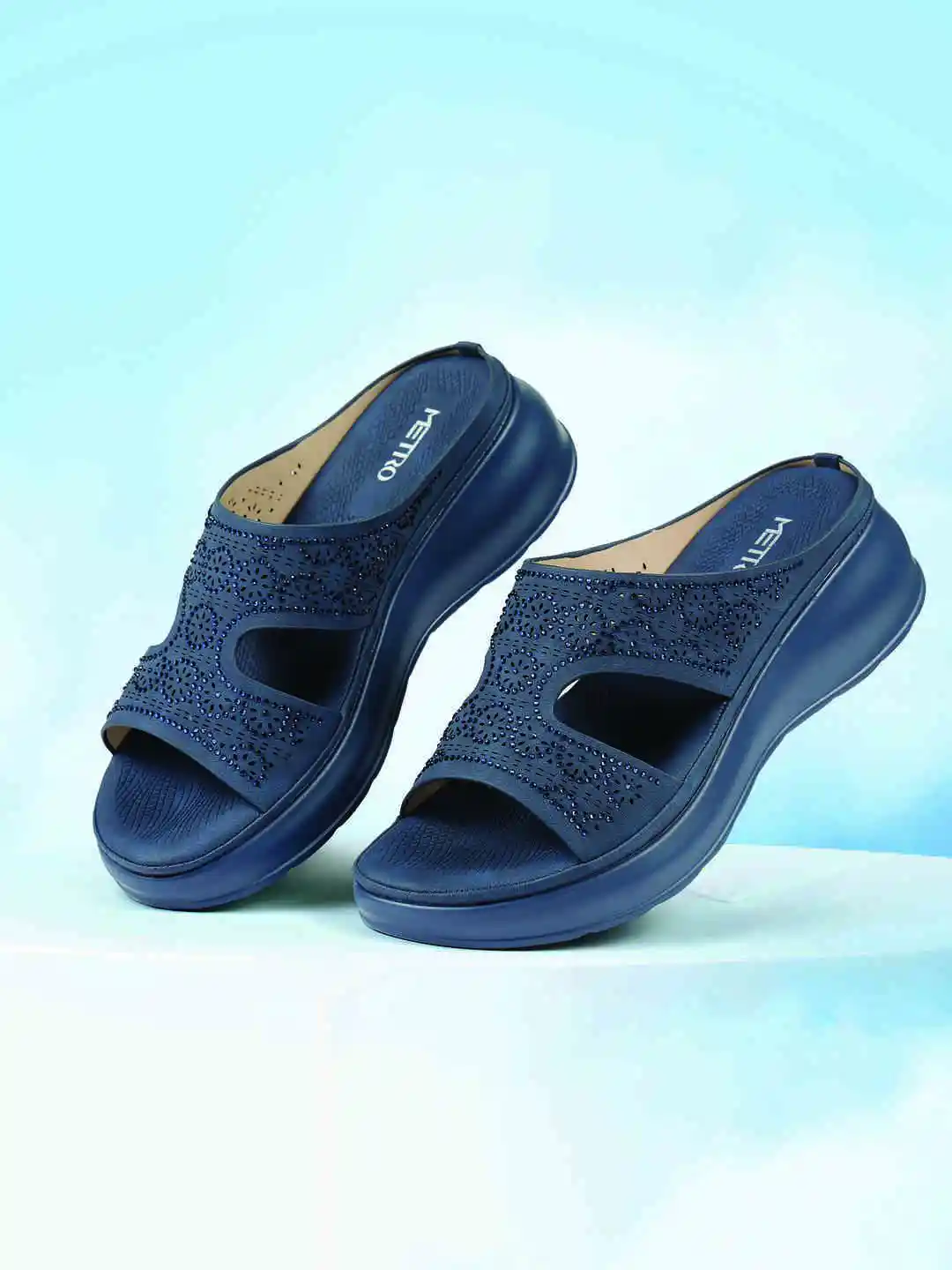 Metro Women Embellished Open Toe Platform Heels