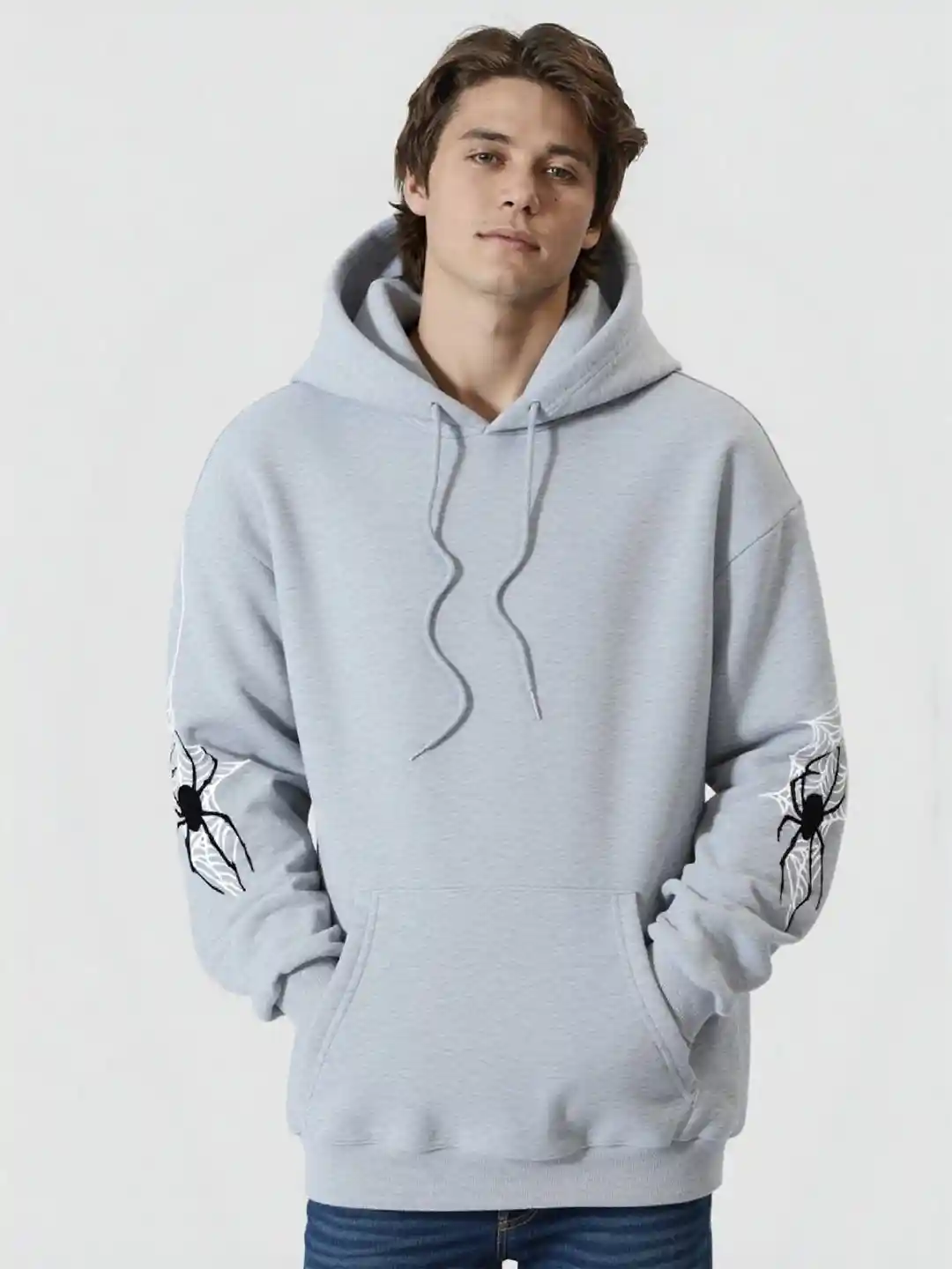 Buy SXV STYLE Men Animal Printed Lace Inserts Hooded Sweatshirt