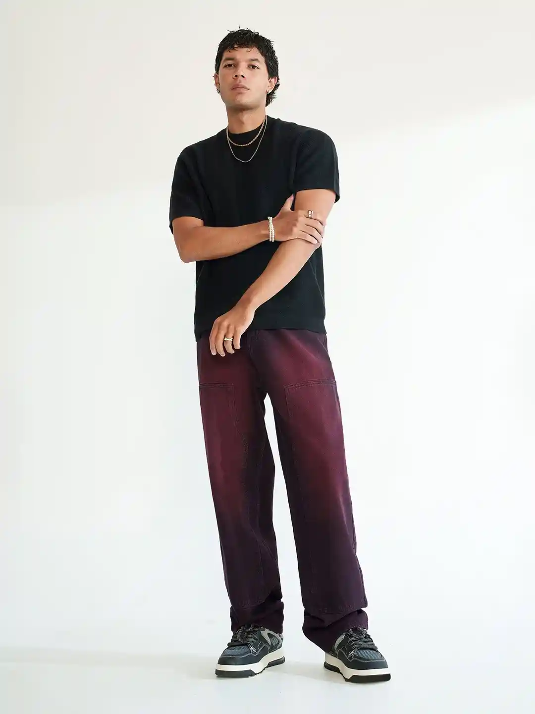 Buy FREAKINS Deep Merlot Men Cotton Baggy Straight Jeans Jeans