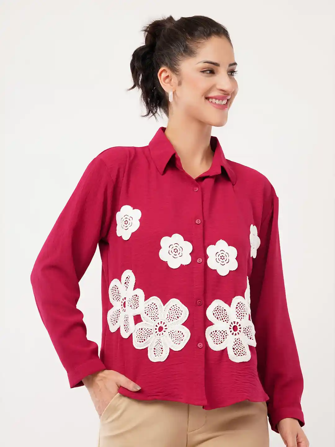 Buy HIGH BUY Korean Comfort Floral Self Design Oversized Regular