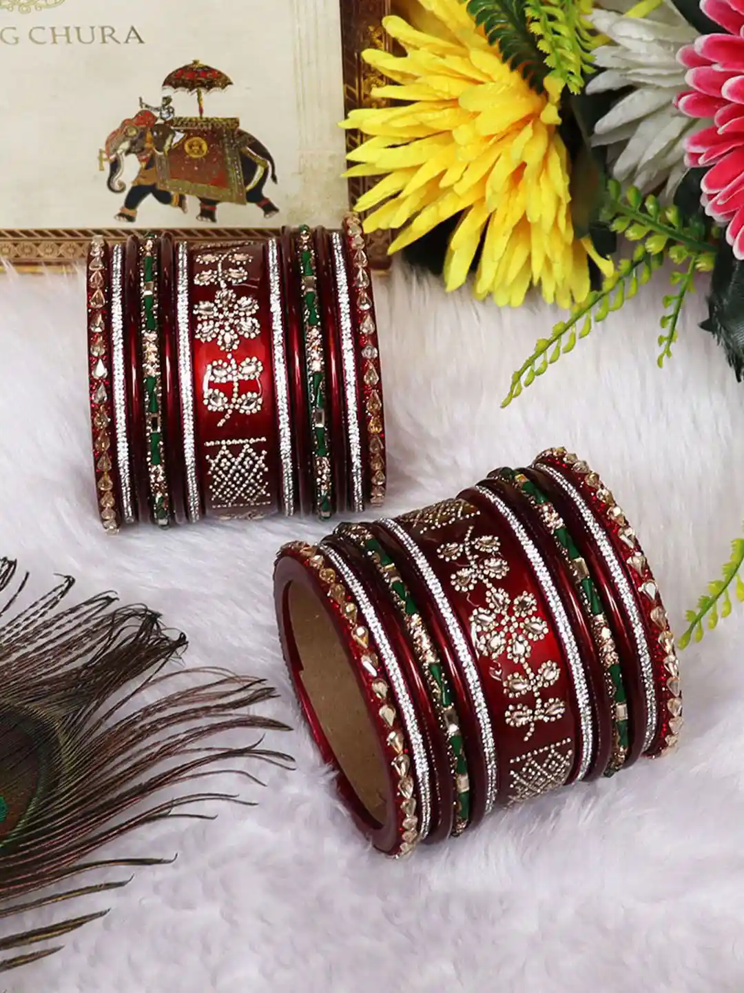 Buy TAJ BRIDAL STORE Set Of 26 Rajasthani Lac Bridal Chura Bangles