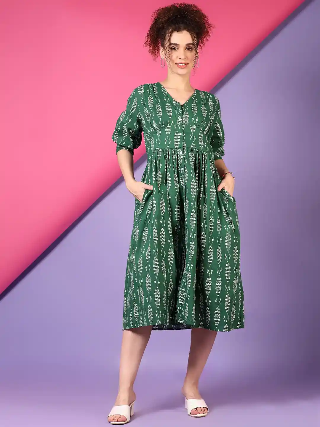 Buy LIMEROAD Floral Printed V-Neck Ethnic Dress Ethnic Dresses