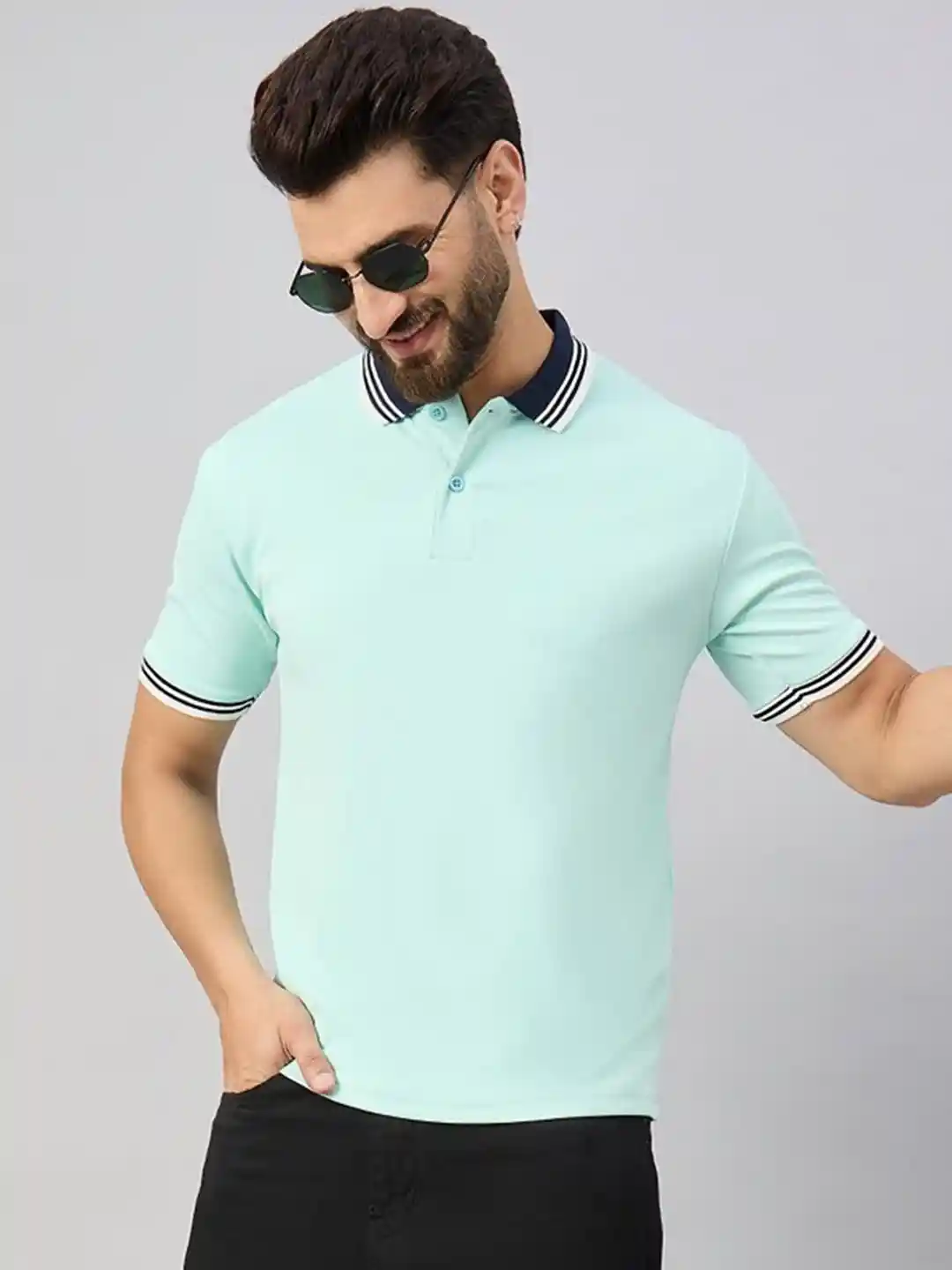 HUSHBUCKS Men Polo Collar Moisture Wicking T-shirt