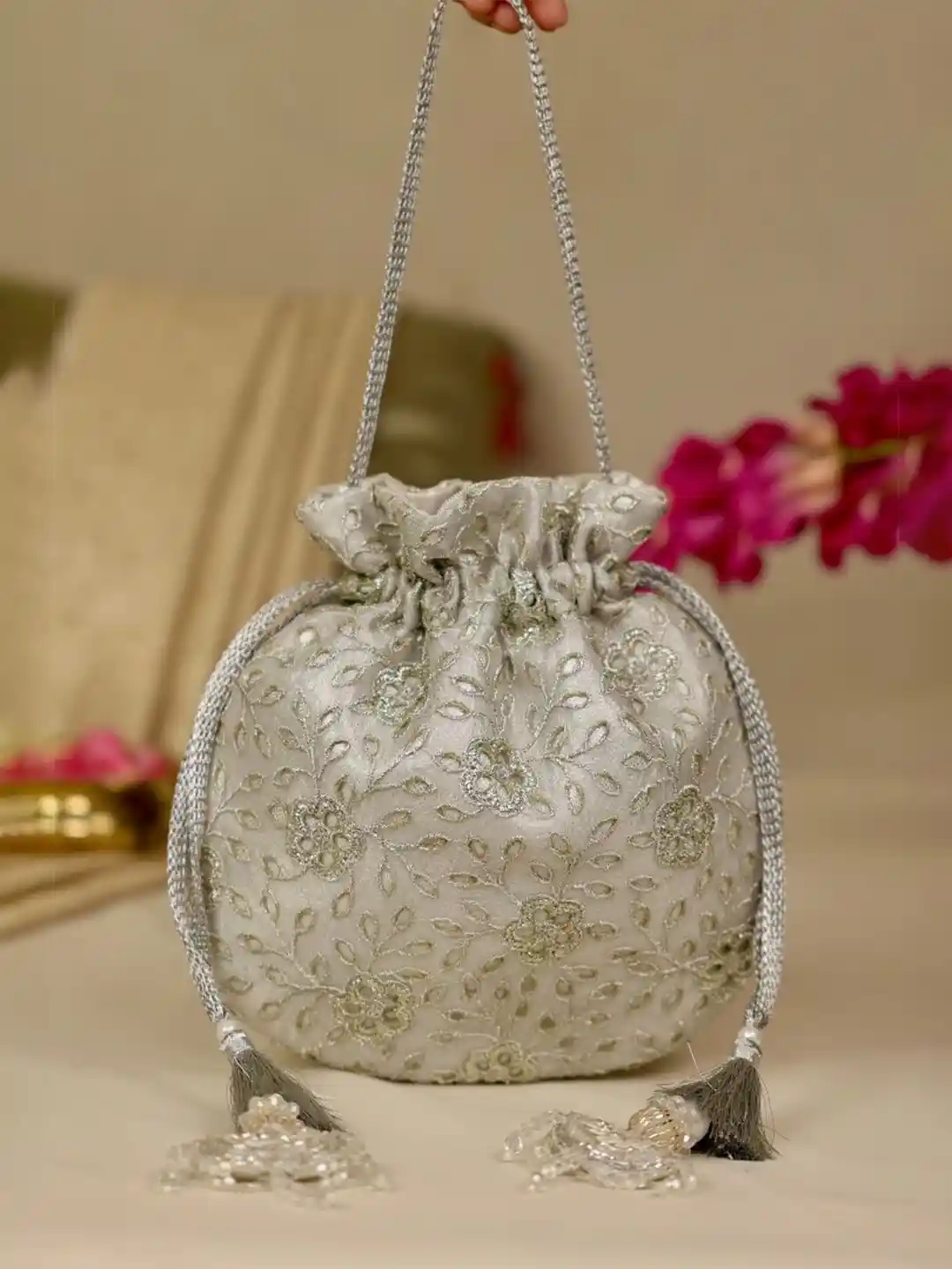 Buy AMYRA Women Silver Tarang Potli Handbags for Women 34215770