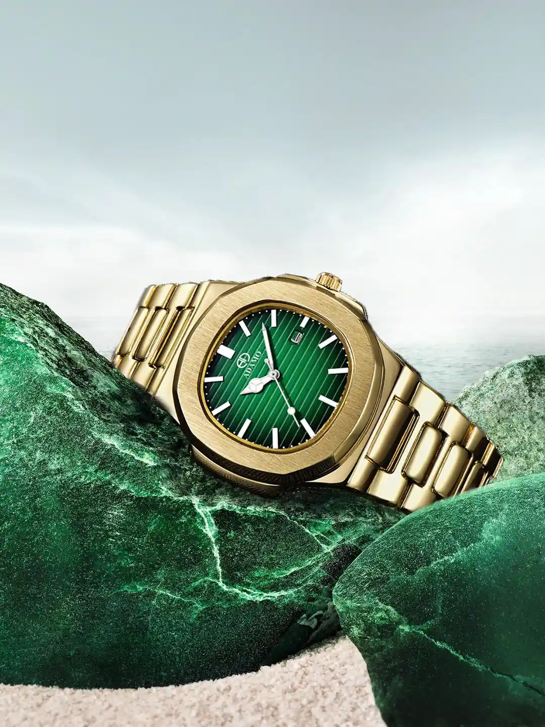 Buy ADAMO Men Brass Patterned Dial Straps Analogue Watch