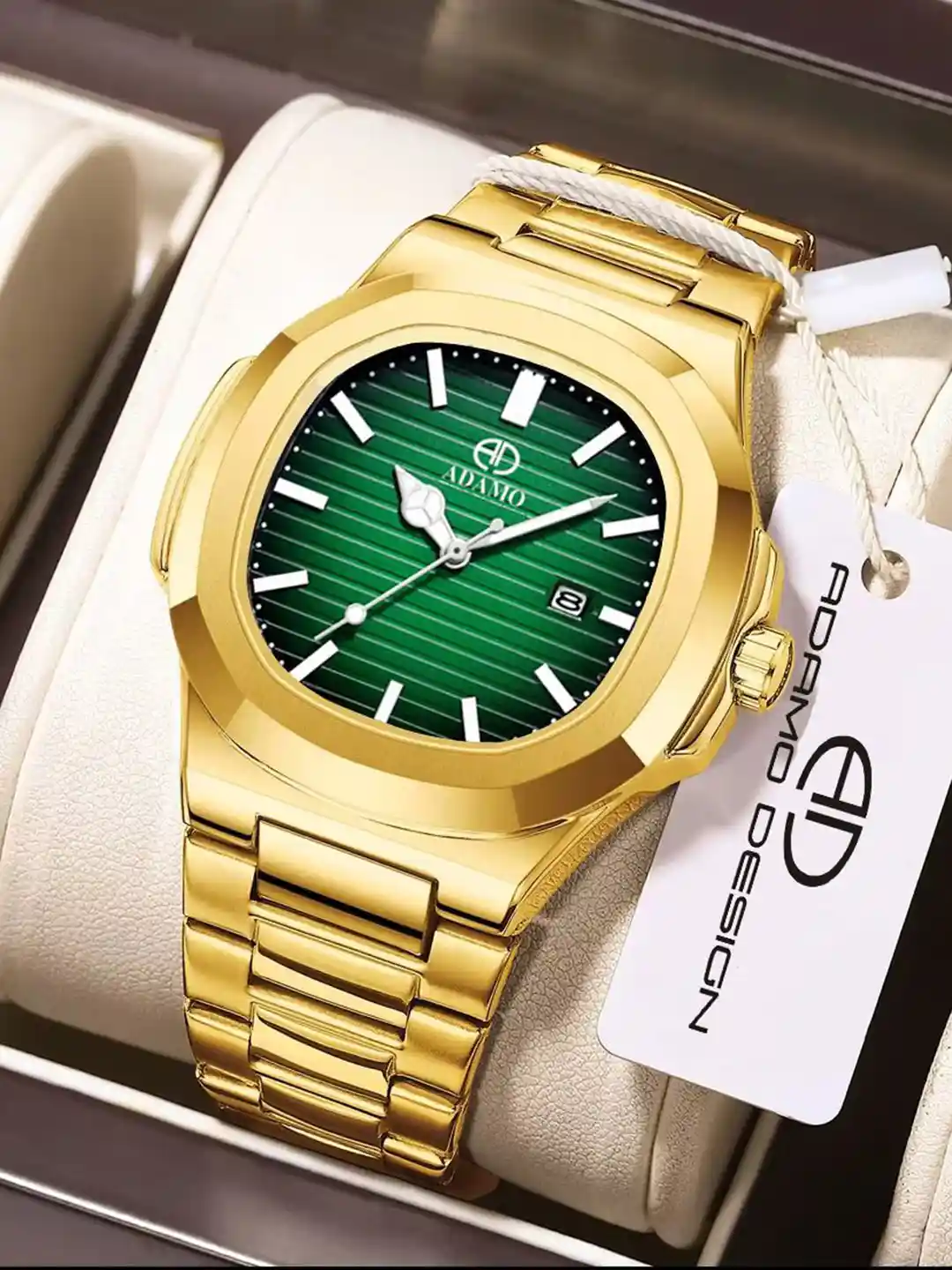 Buy ADAMO Men Brass Patterned Dial Straps Analogue Watch