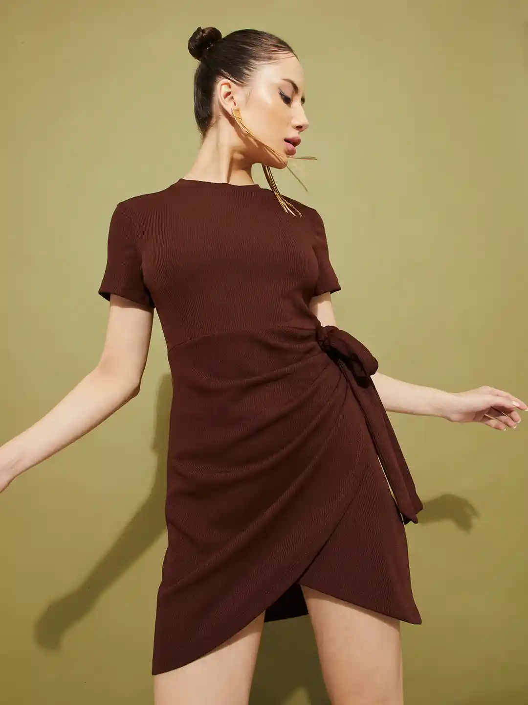 Buy glitchez Self-Design Tie-Up Mini Wrap Dress Dresses for