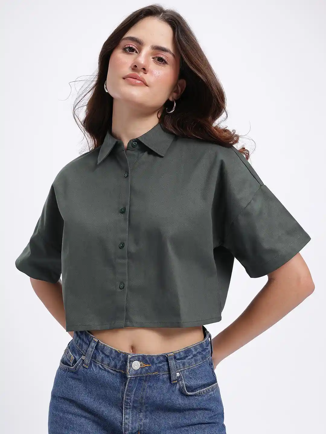 Buy glitchez Relaxed Crop Shirt Shirts for Women 32573531 Myntra