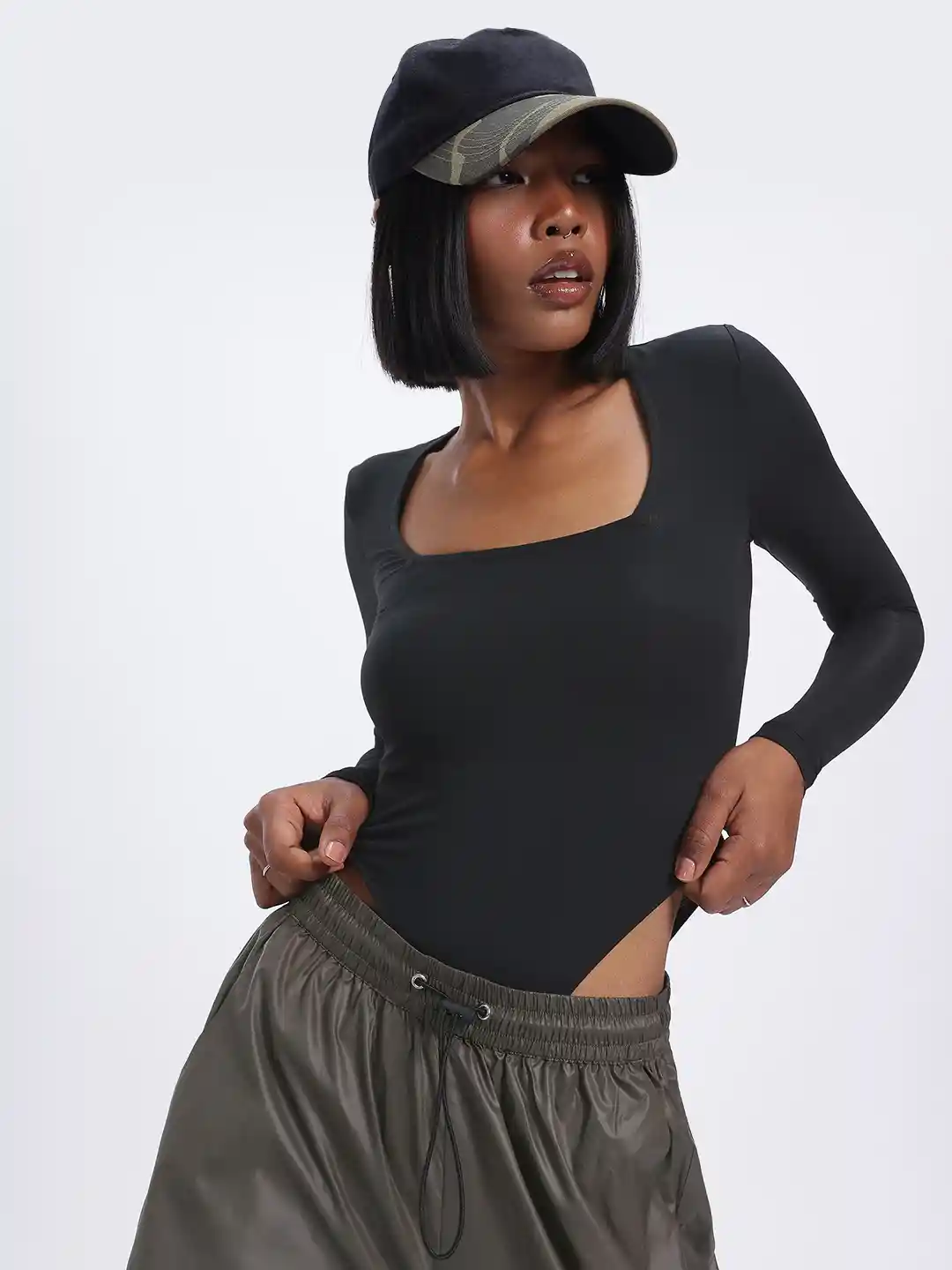 Buy glitchez Scoop Neck High-Cut Bodysuit - Bodysuit for